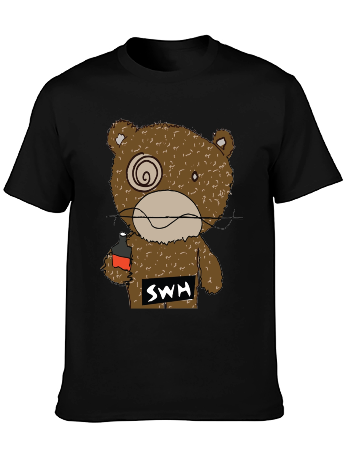 Drunk Bear Graphic Tee - Funny Cartoon Shirt