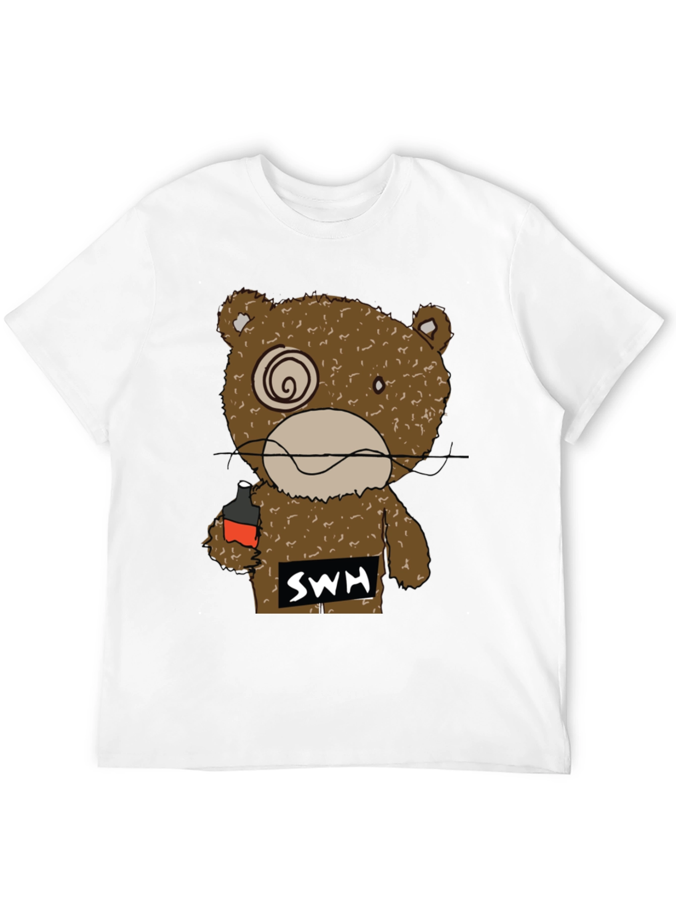 Drunk Bear Graphic Tee - Funny Cartoon Shirt