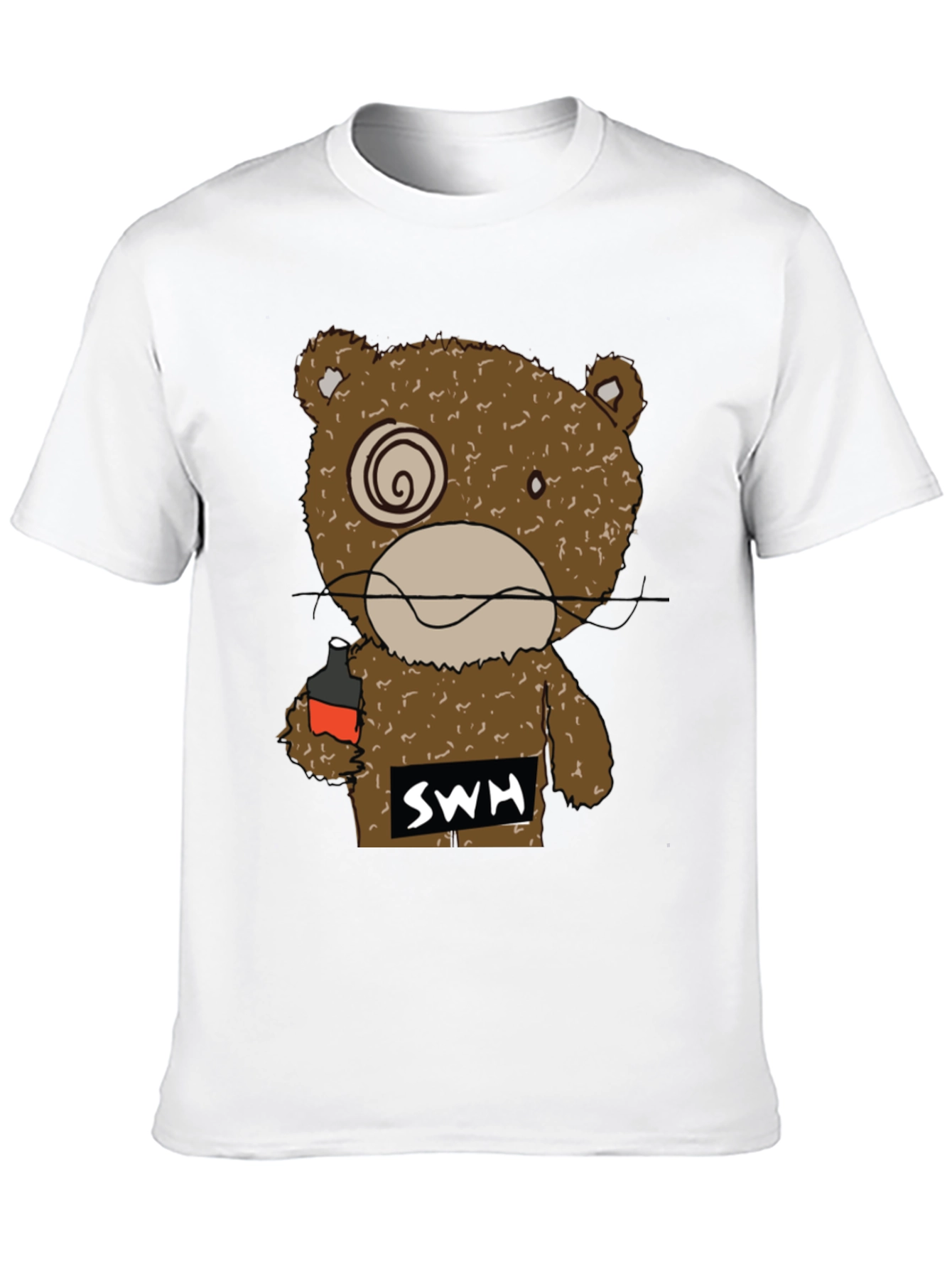 Drunk Bear Graphic Tee - Funny Cartoon Shirt