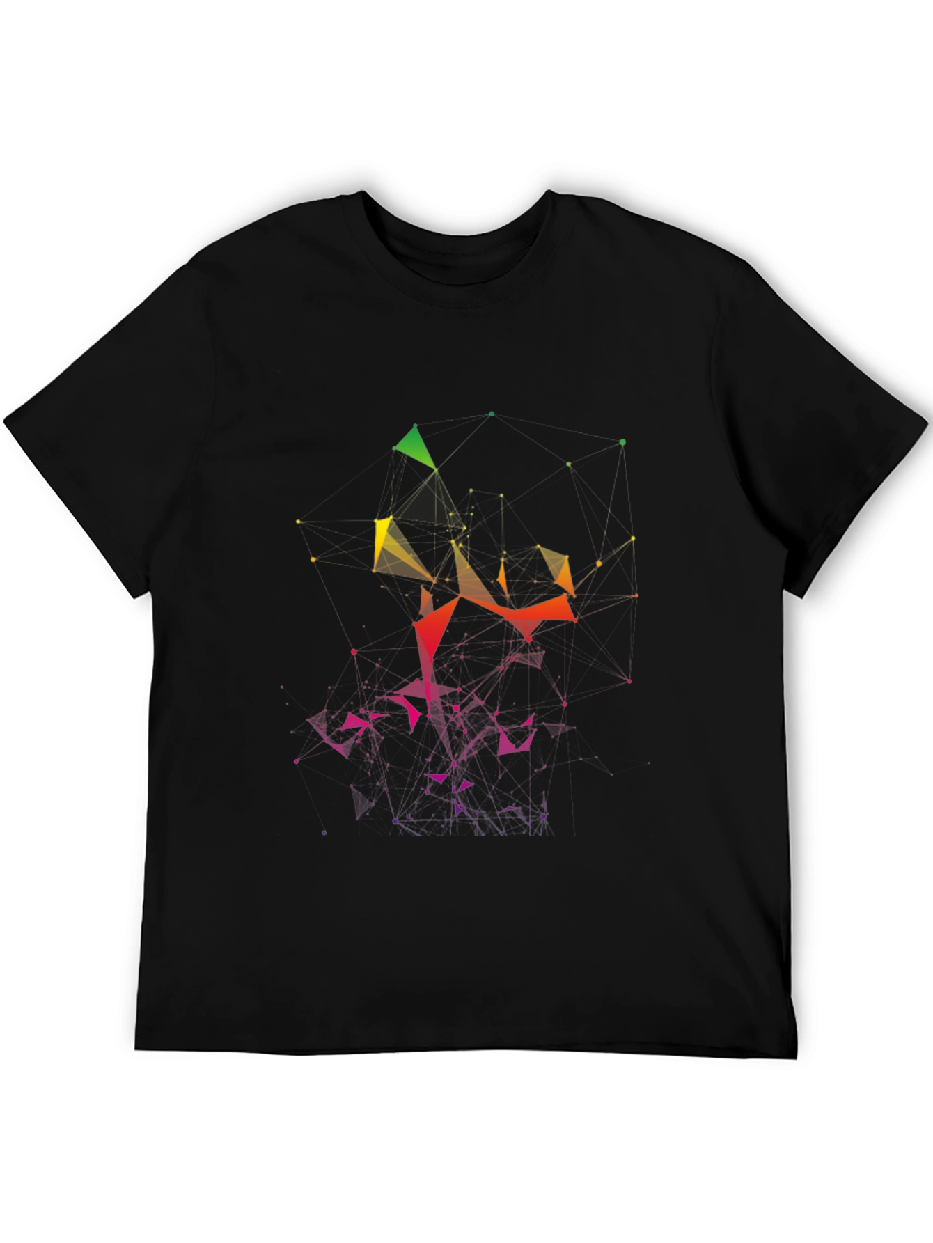 Abstract Geometric Graphic Tee - Black Cotton Blend