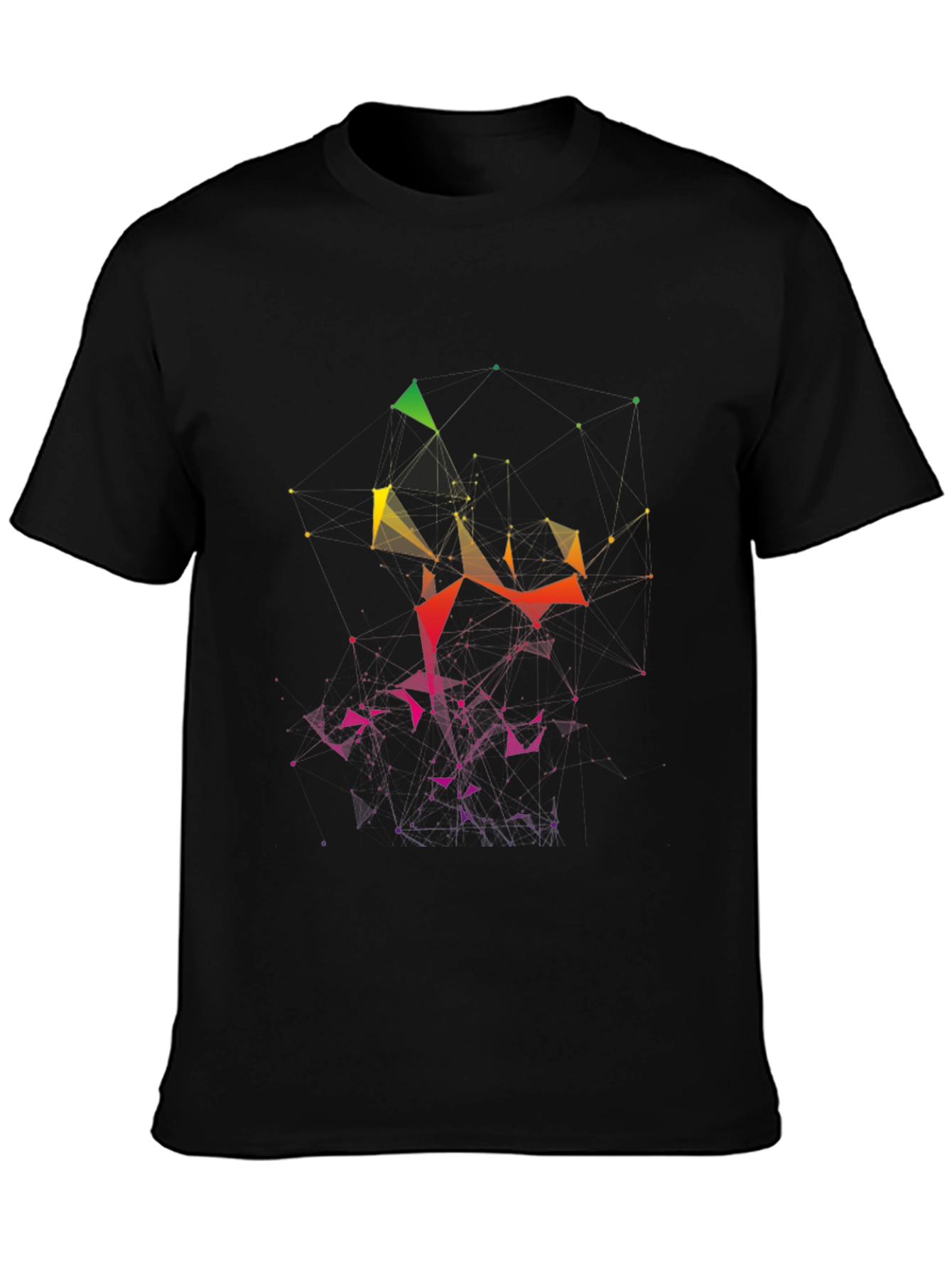 Abstract Geometric Graphic Tee - Black Cotton Blend