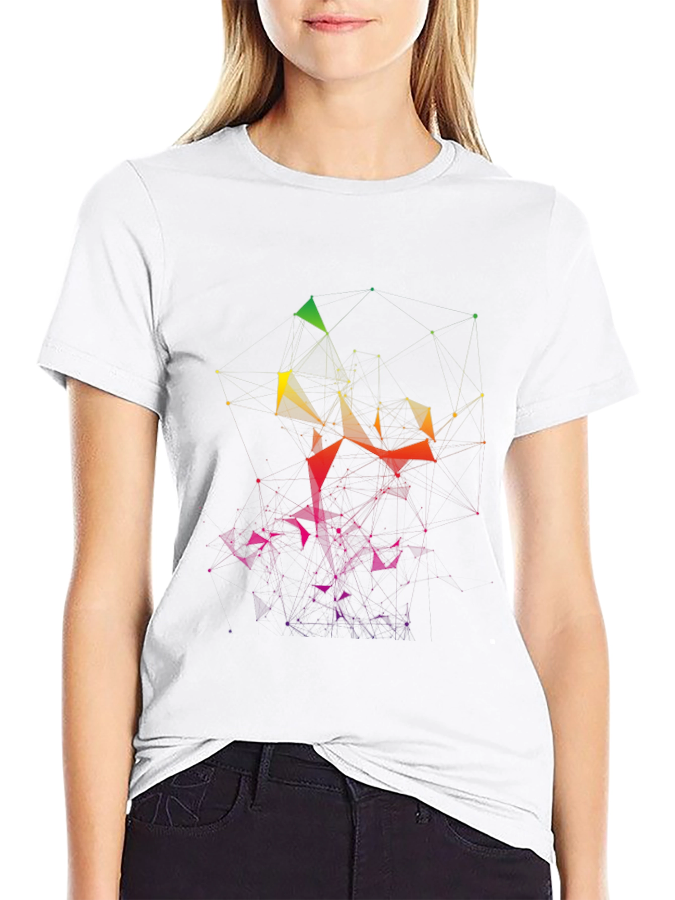 Abstract Geometric Graphic Tee - Black Cotton Blend