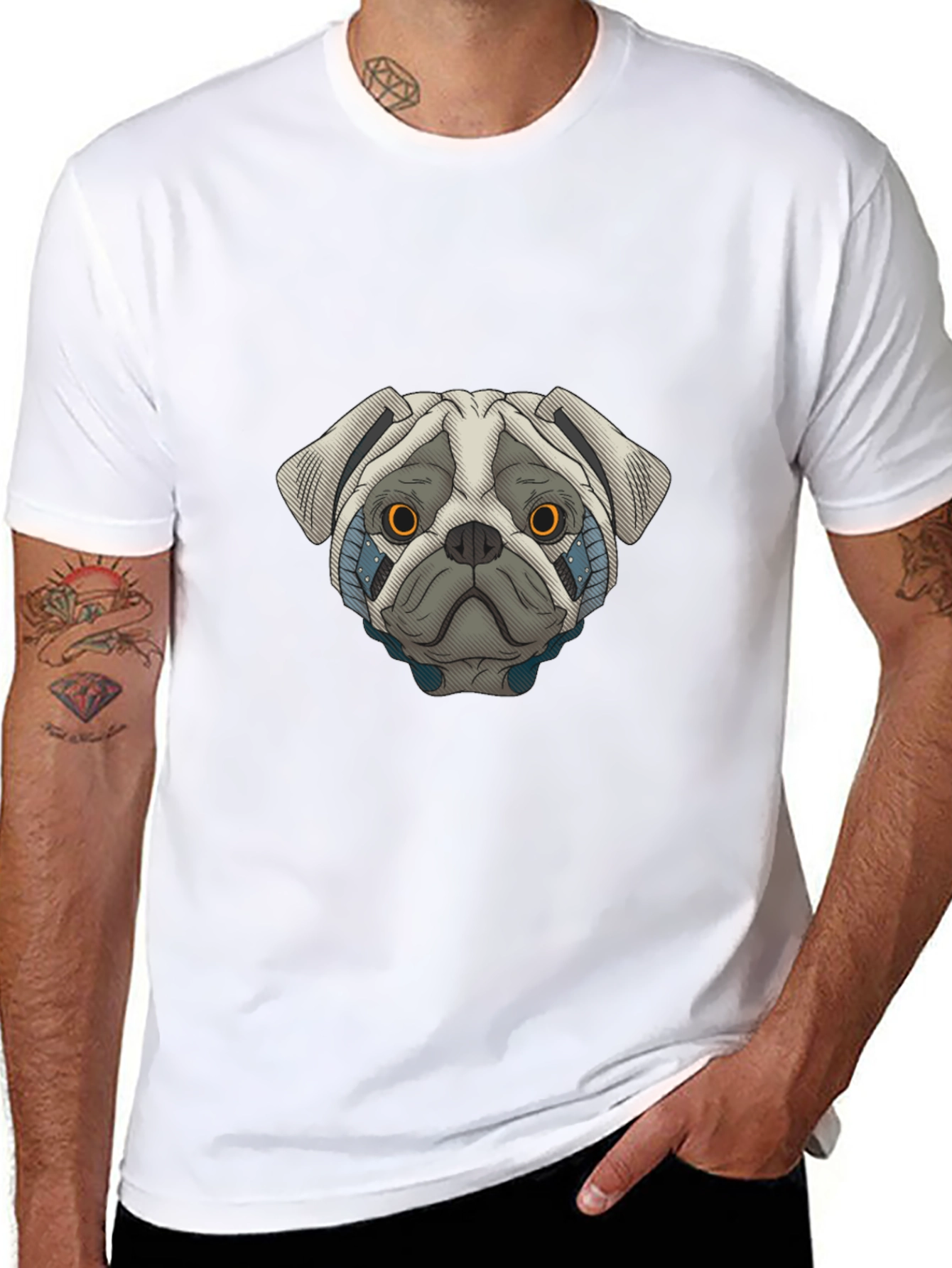Cyber Pug Graphic T-Shirt - Cool Dog Tee