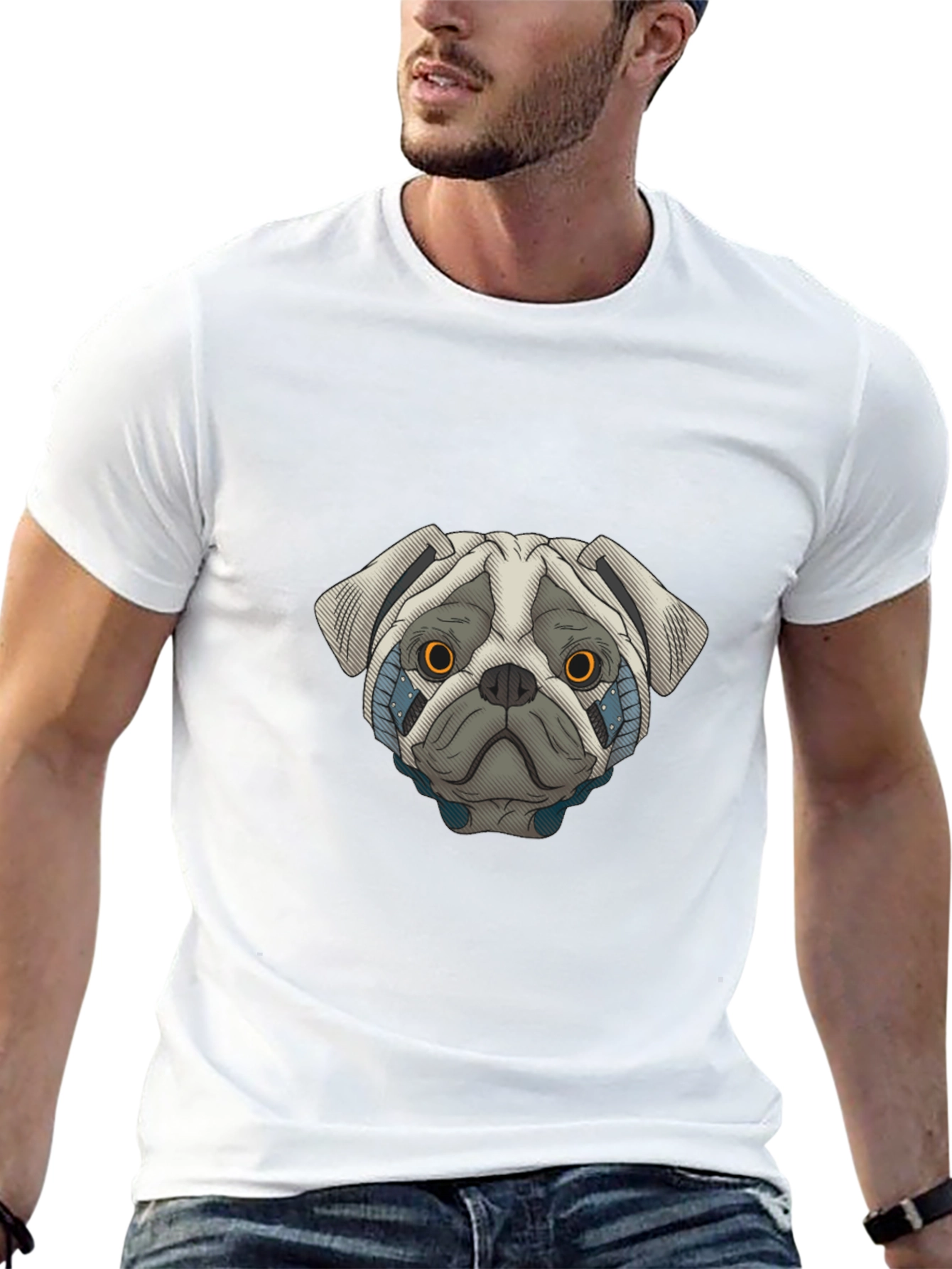 Cyber Pug Graphic T-Shirt - Cool Dog Tee
