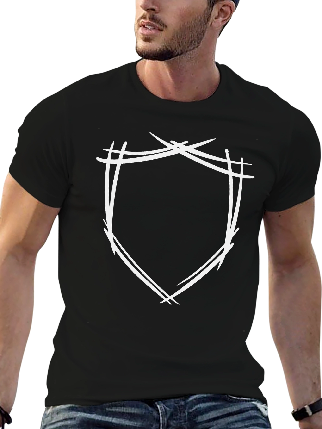 Edgy Shield Graphic Black T-Shirt