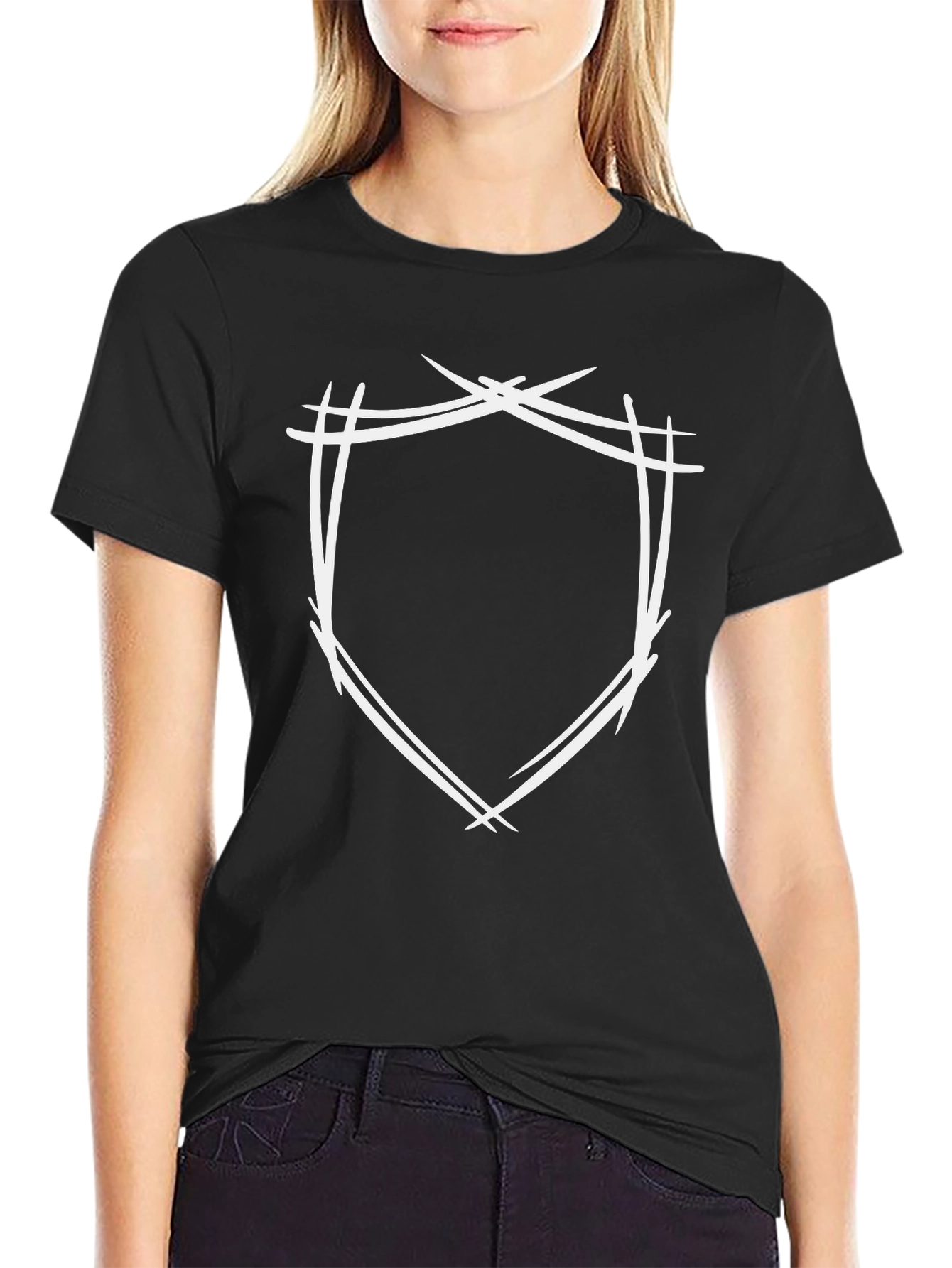 Edgy Shield Graphic Black T-Shirt