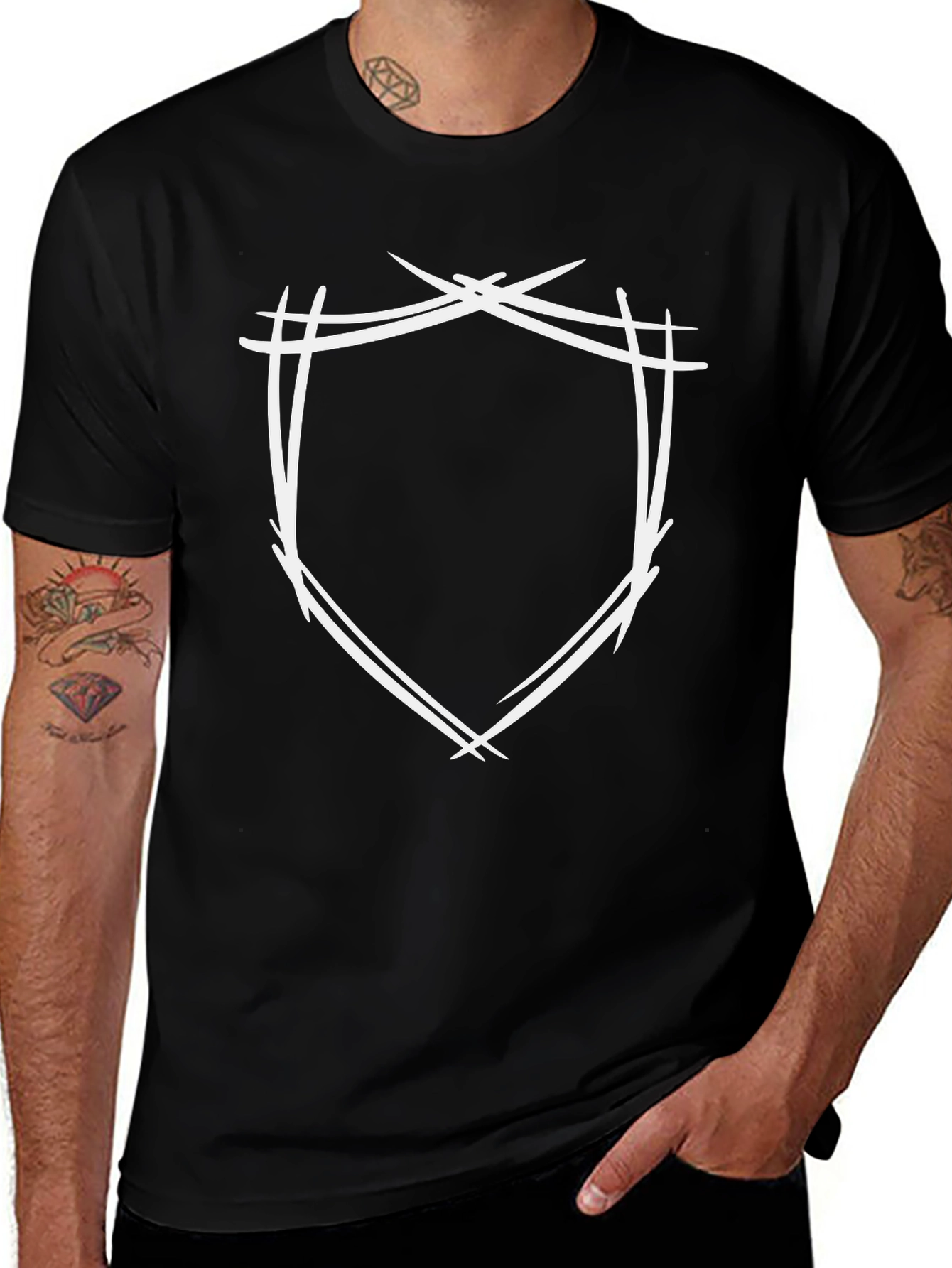 Edgy Shield Graphic Black T-Shirt