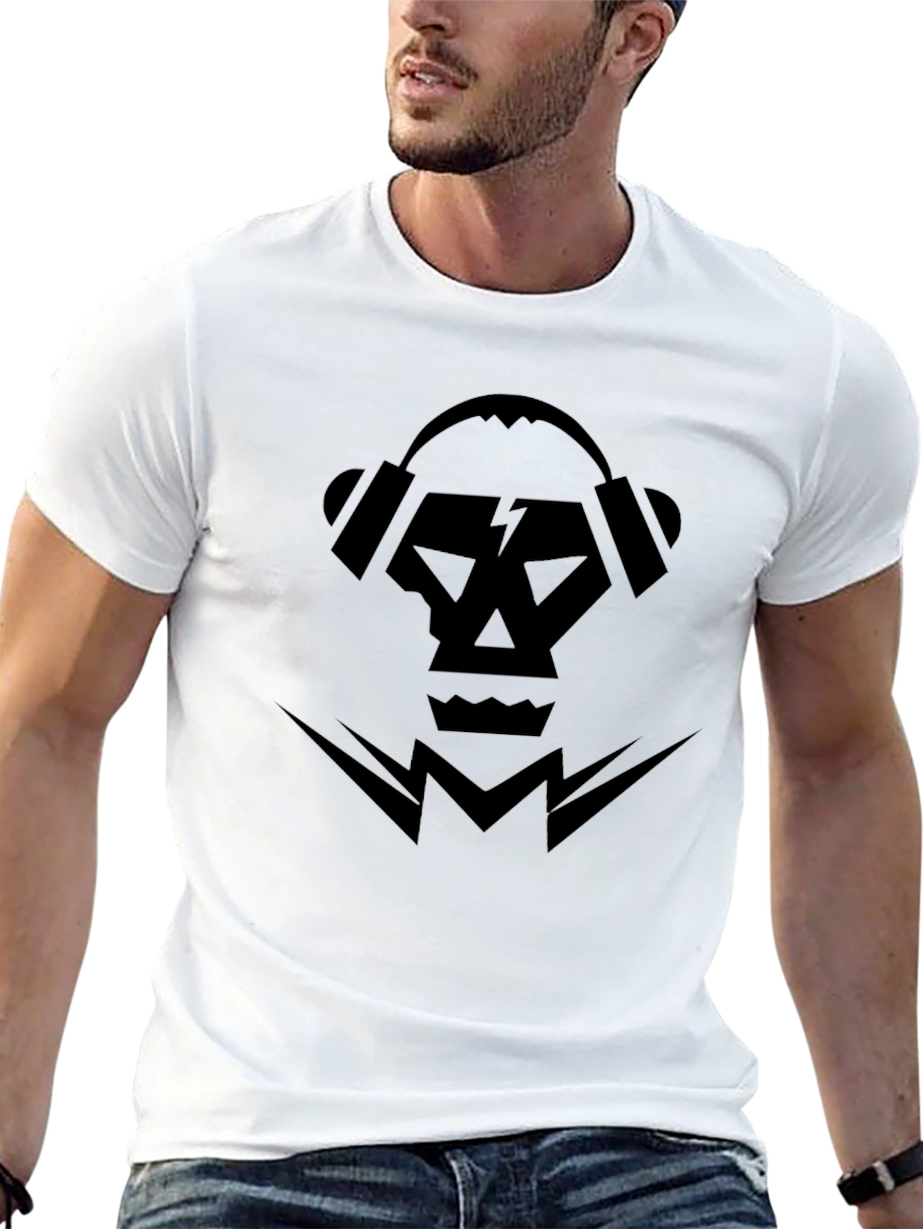 Skull DJ Headphones Graphic Tee - Mens Black T-Shirt