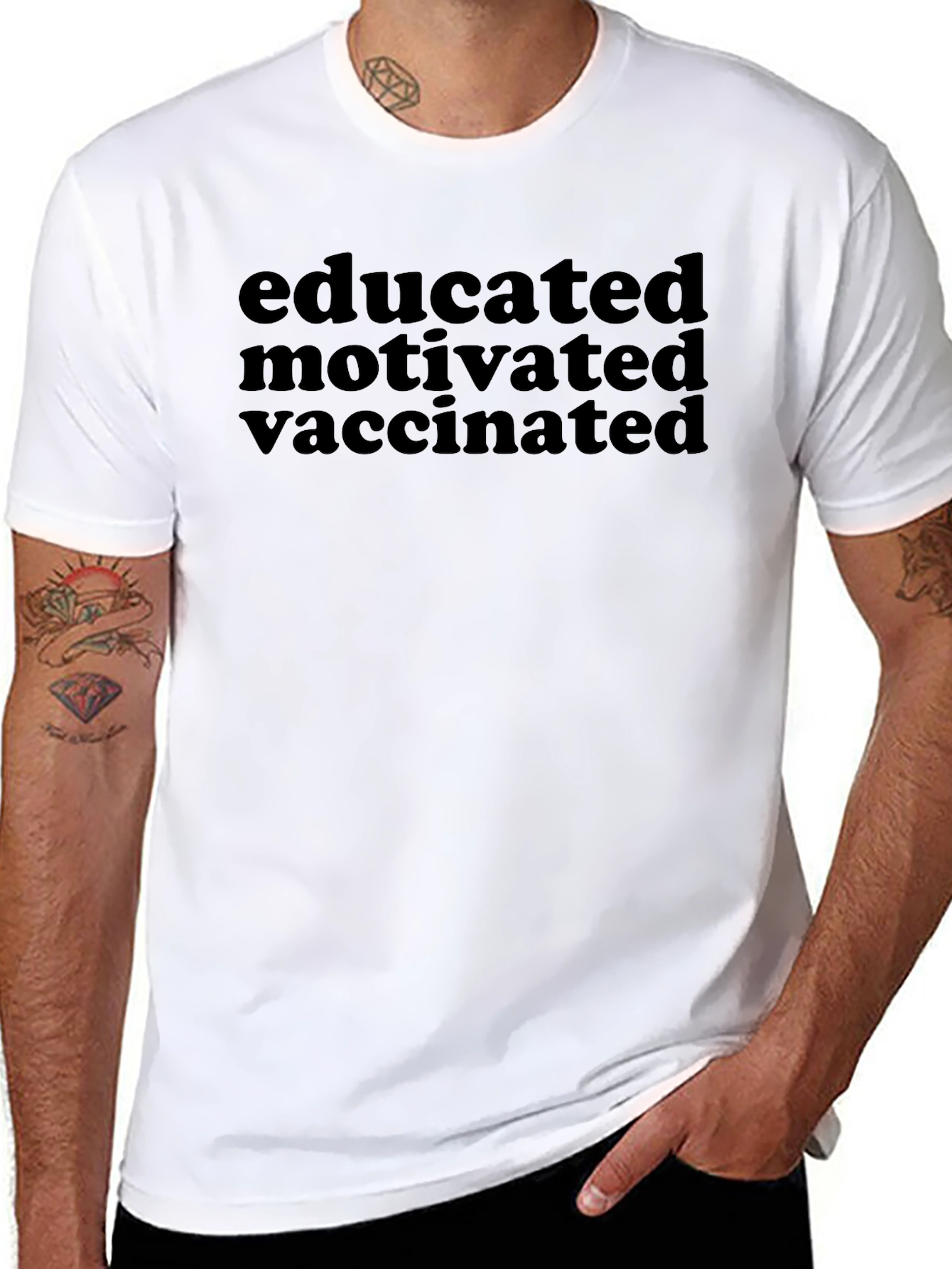 Educated Motivated Vaccinated Black T-Shirt