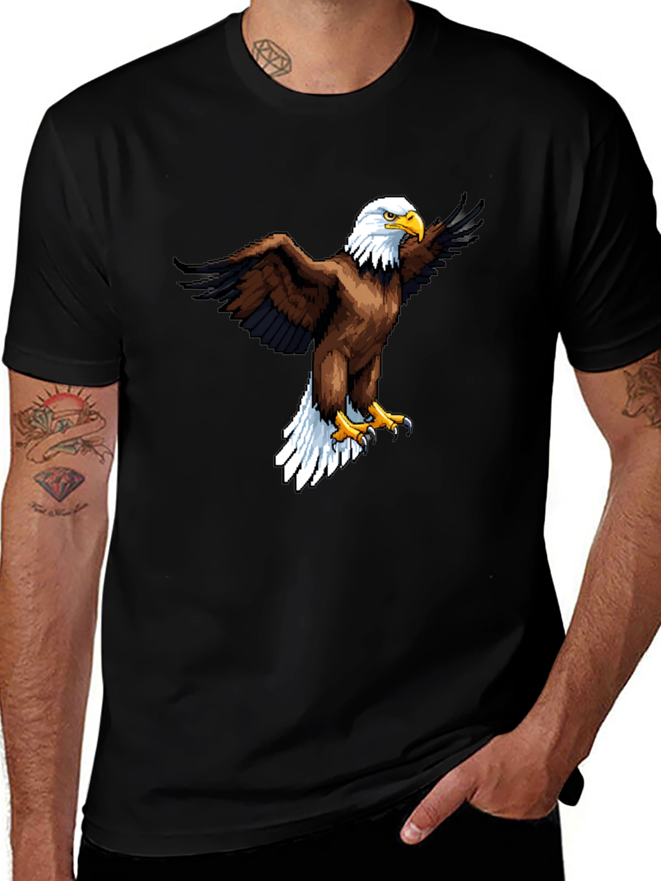 Bold Eagle Graphic Print Black T-Shirt