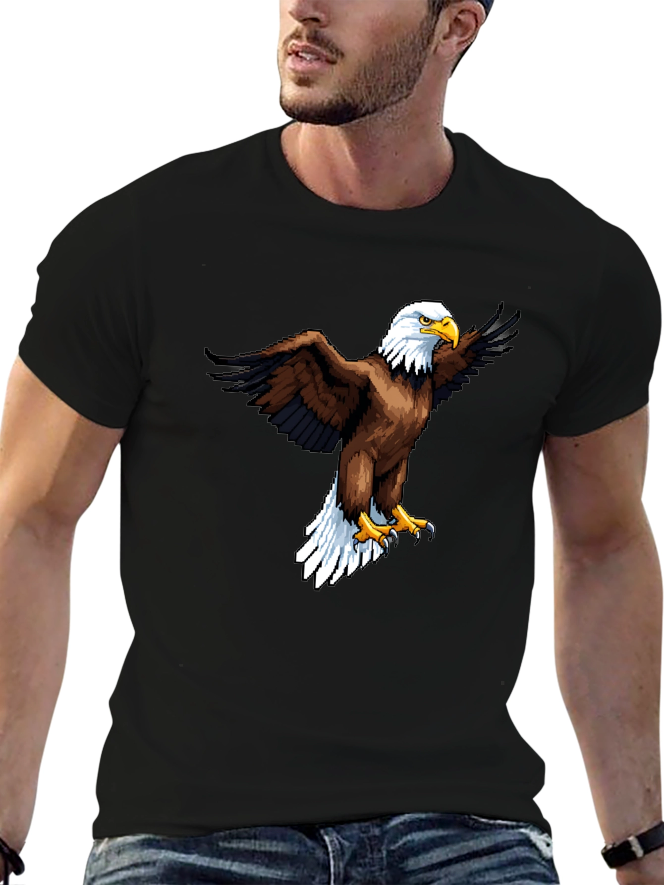 Bold Eagle Graphic Print Black T-Shirt