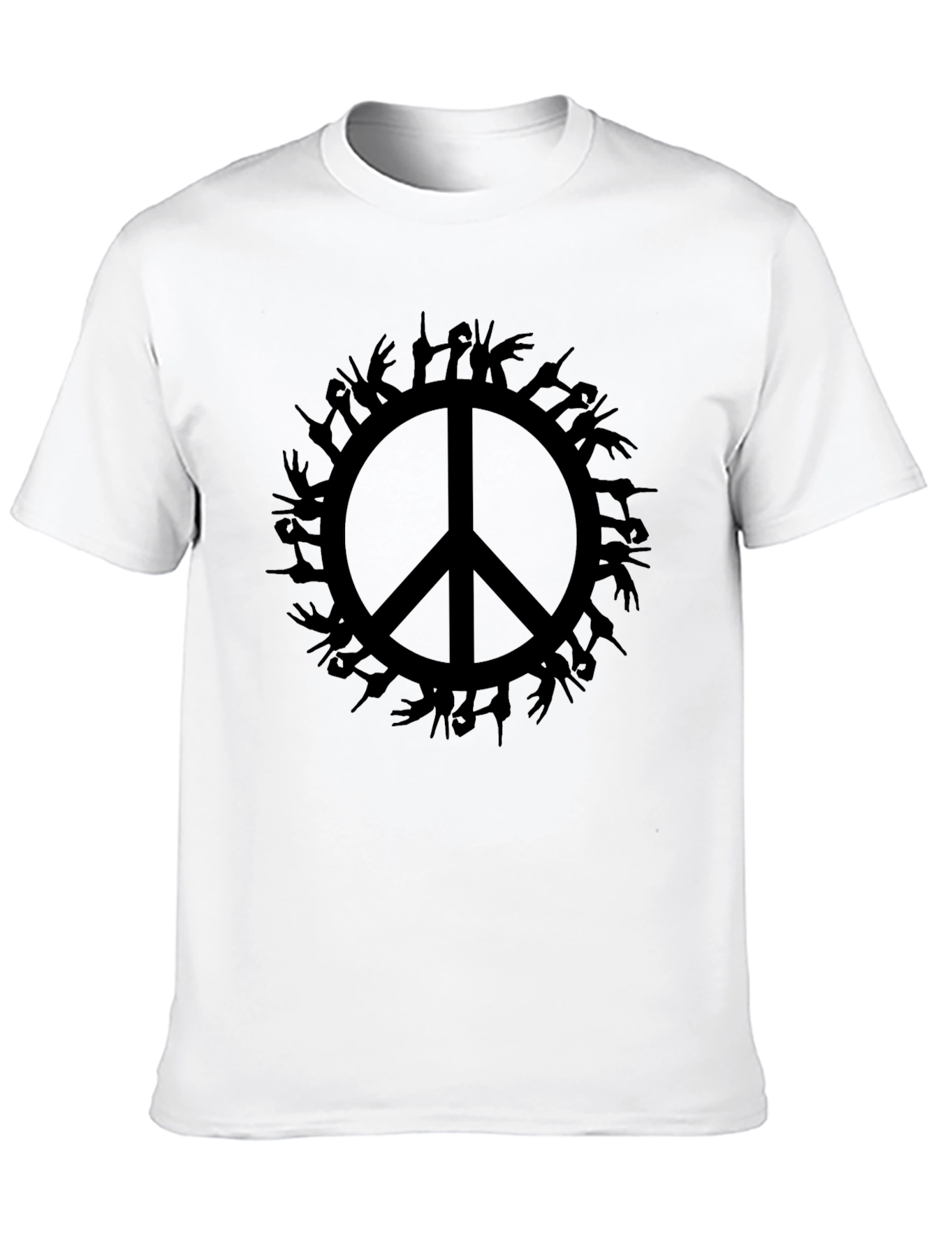 Peace Sign Hand Symbol Black T-Shirt