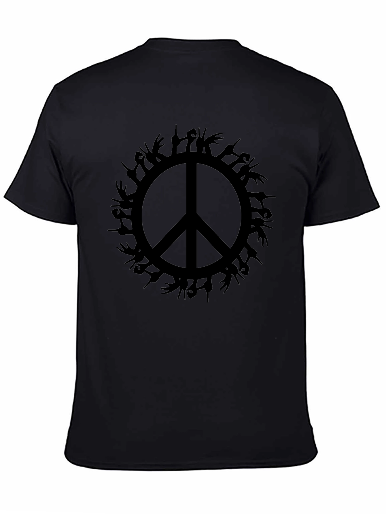 Peace Sign Hand Symbol Black T-Shirt