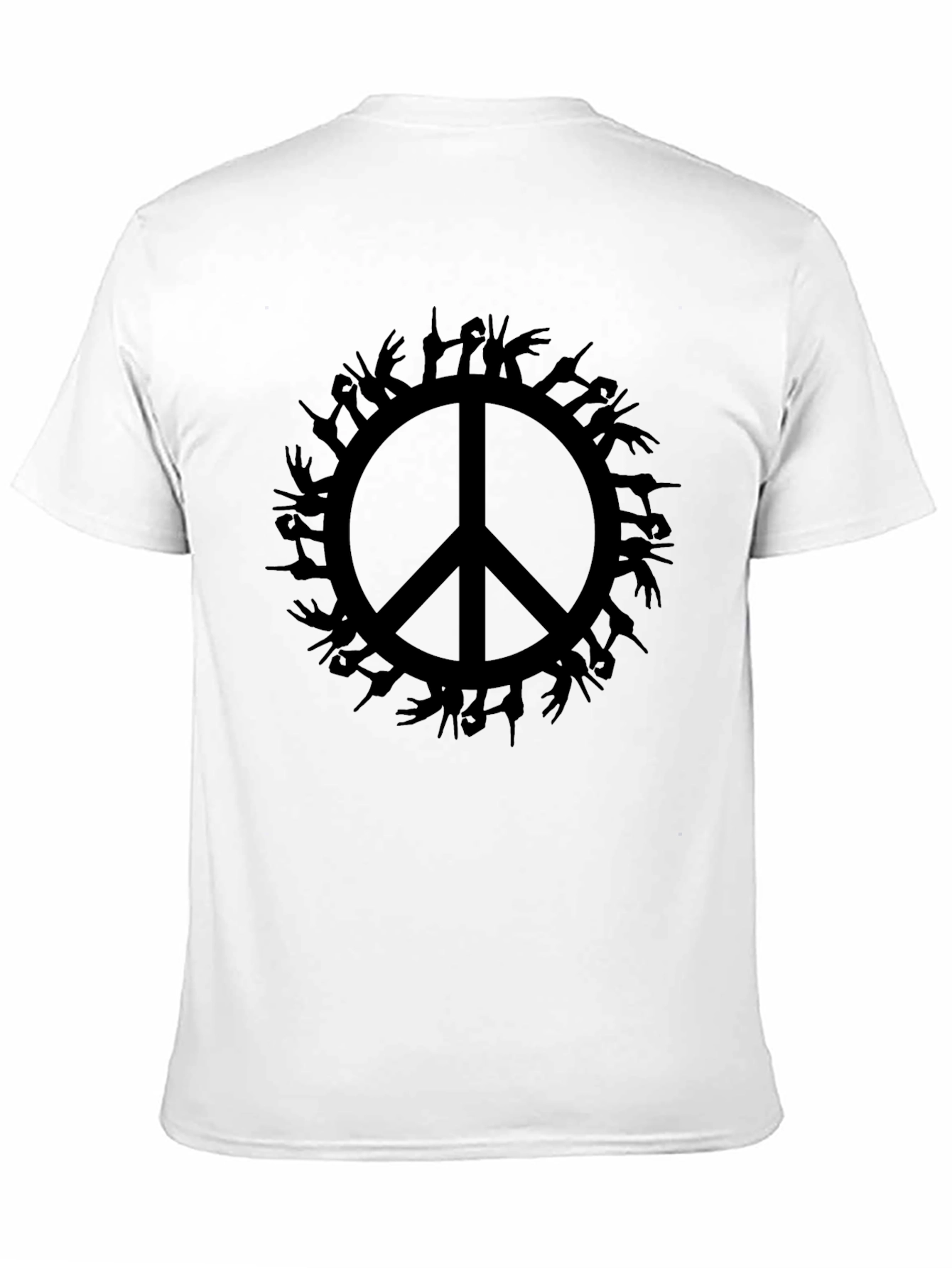 Peace Sign Hand Symbol Black T-Shirt