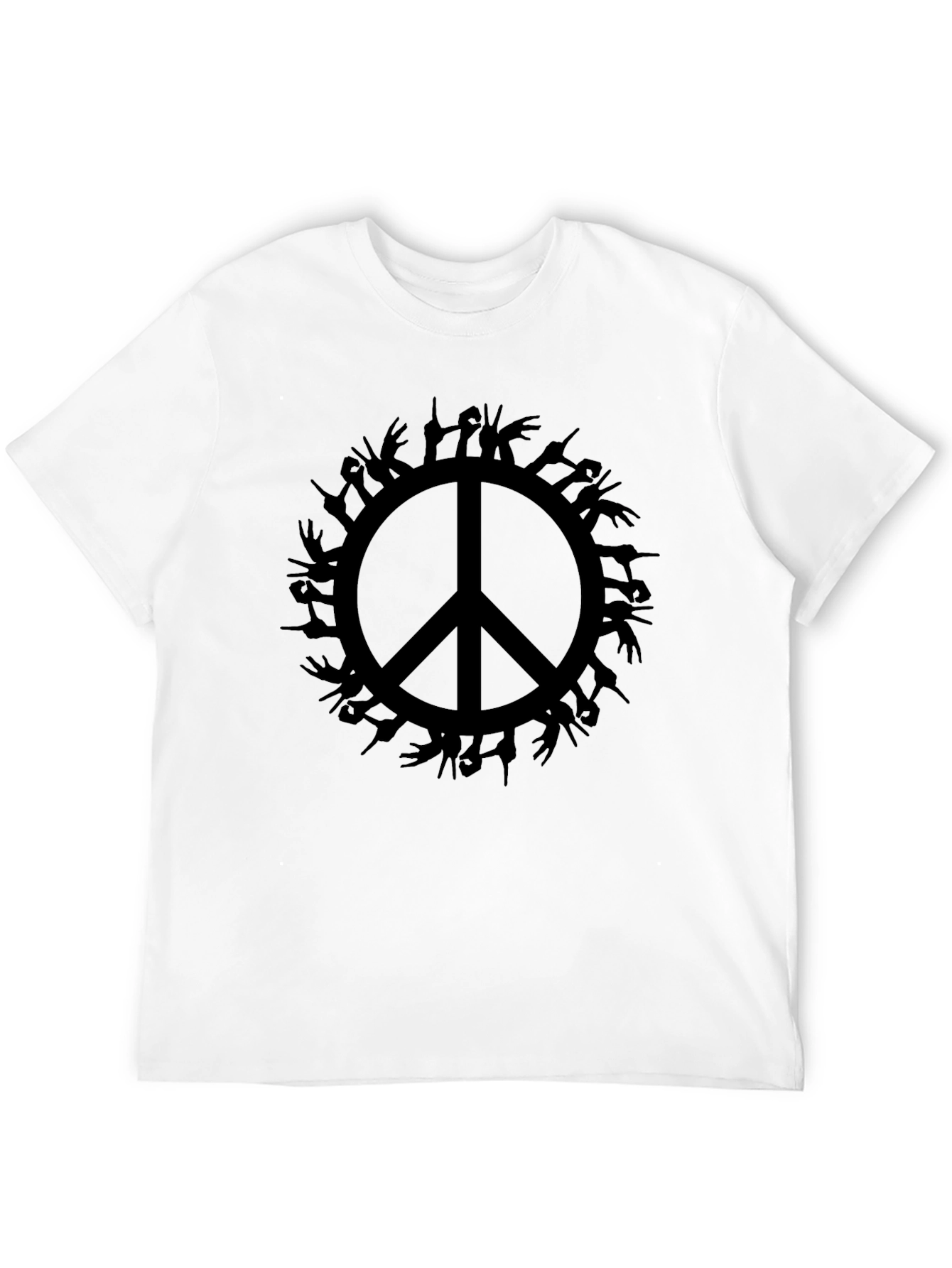Peace Sign Hand Symbol Black T-Shirt