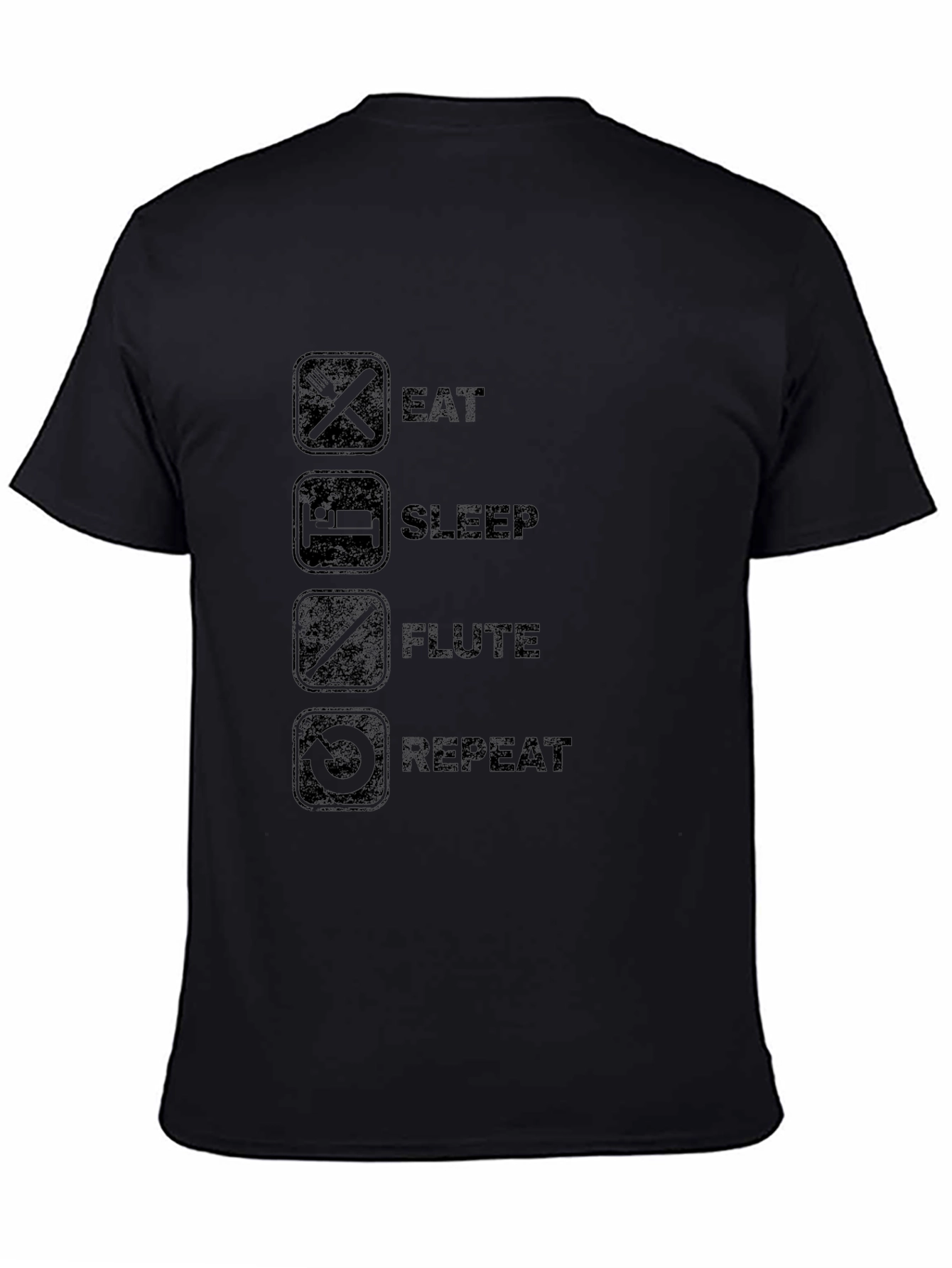 Eat Sleep Flute Repeat Black T-Shirt