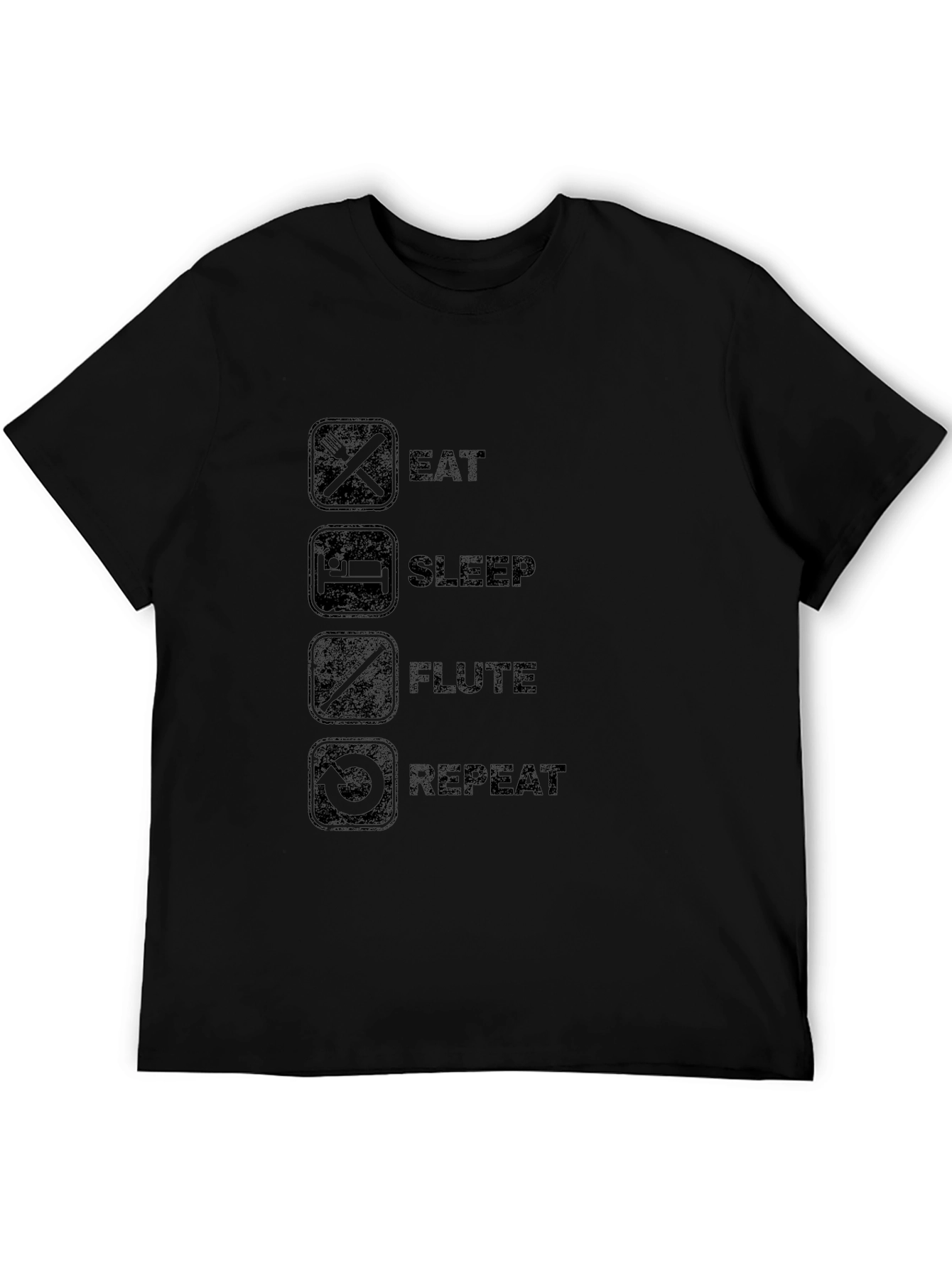 Eat Sleep Flute Repeat Black T-Shirt