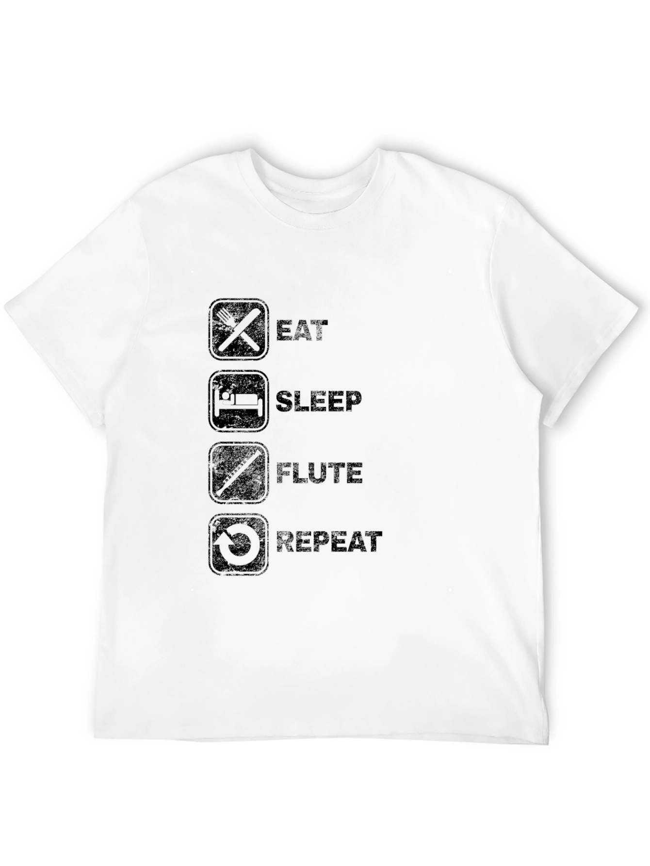 Eat Sleep Flute Repeat Black T-Shirt