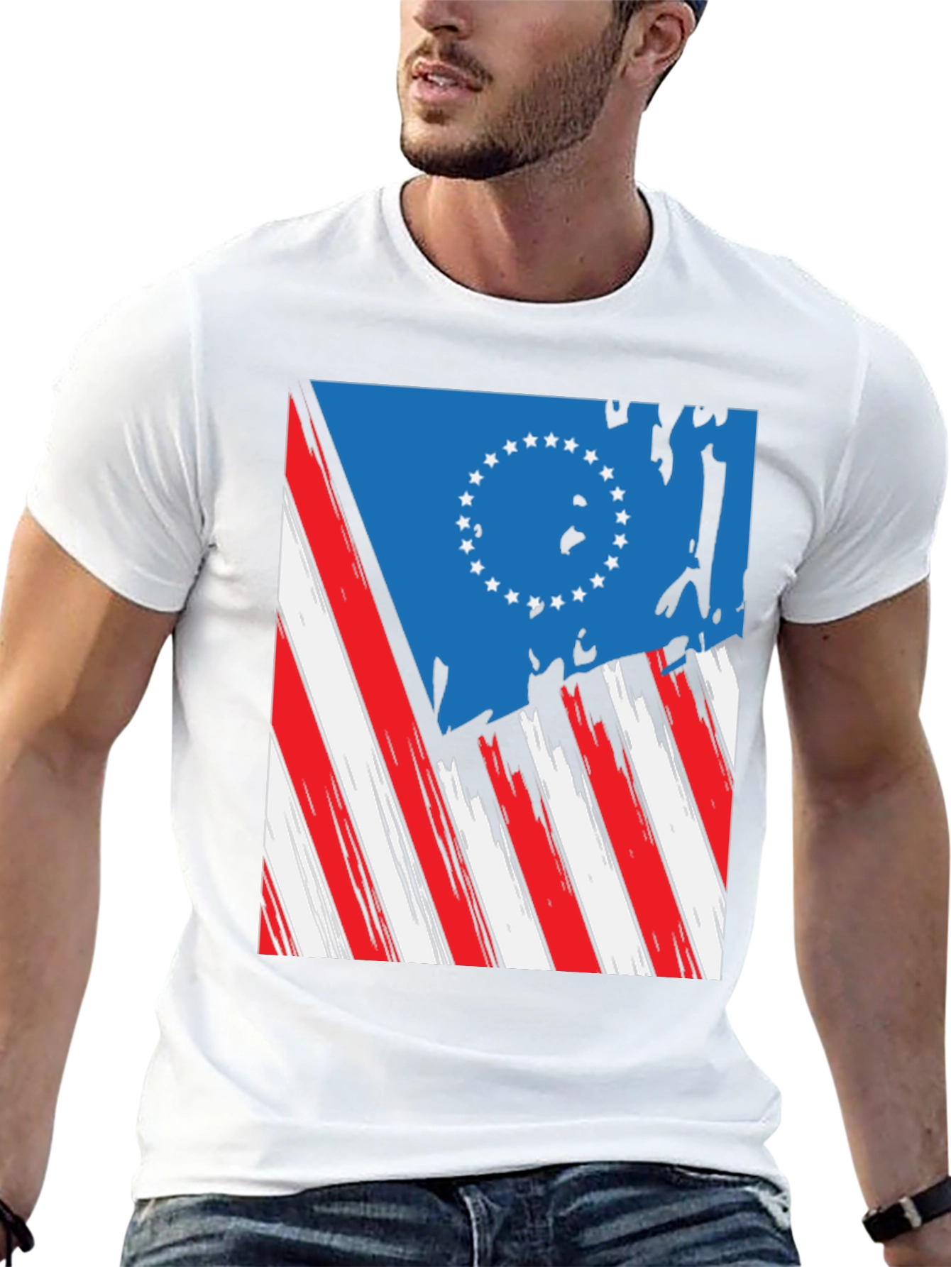 Retro USA Flag Graphic Tee - Patriotic Style