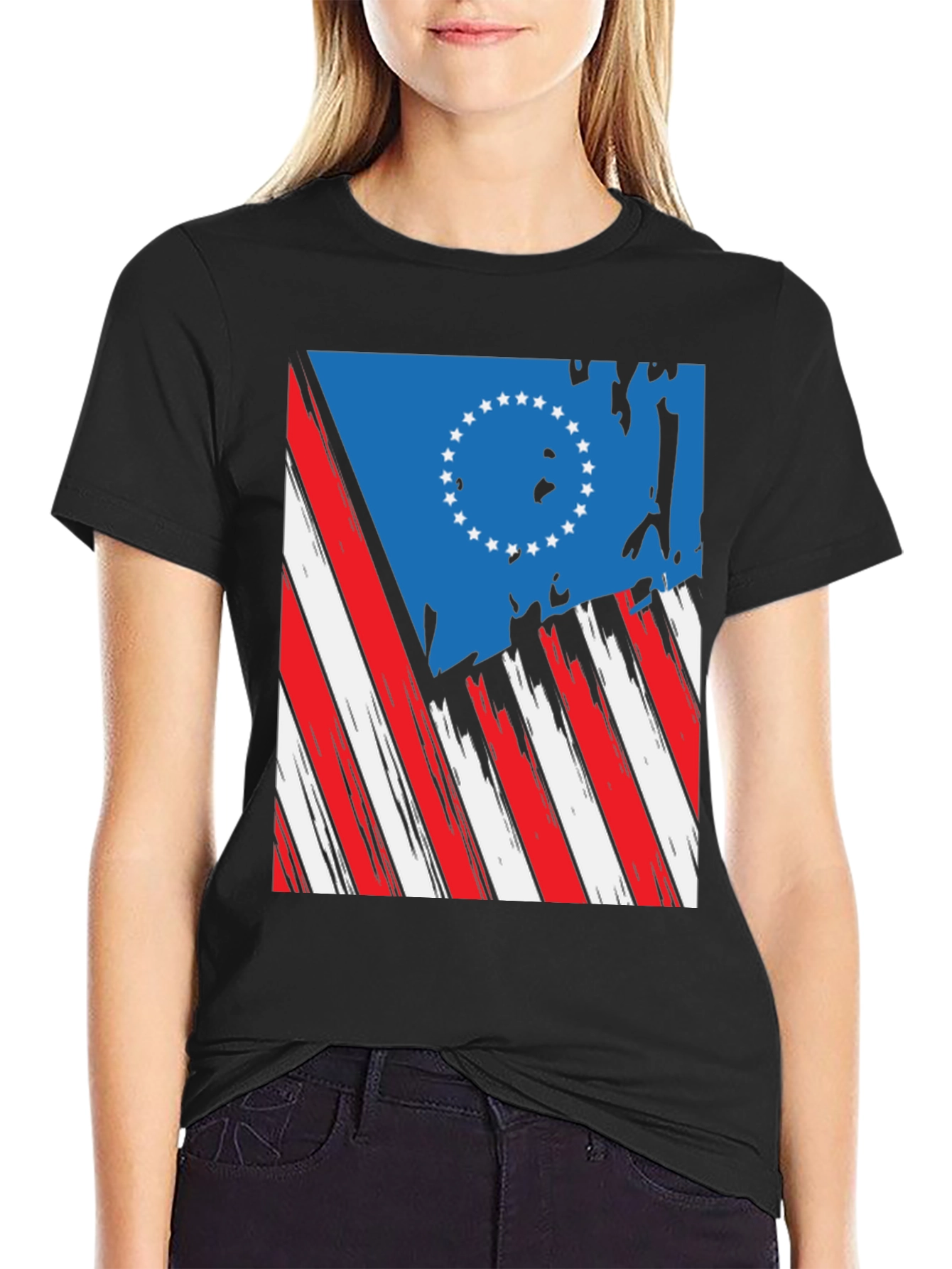 Retro USA Flag Graphic Tee - Patriotic Style