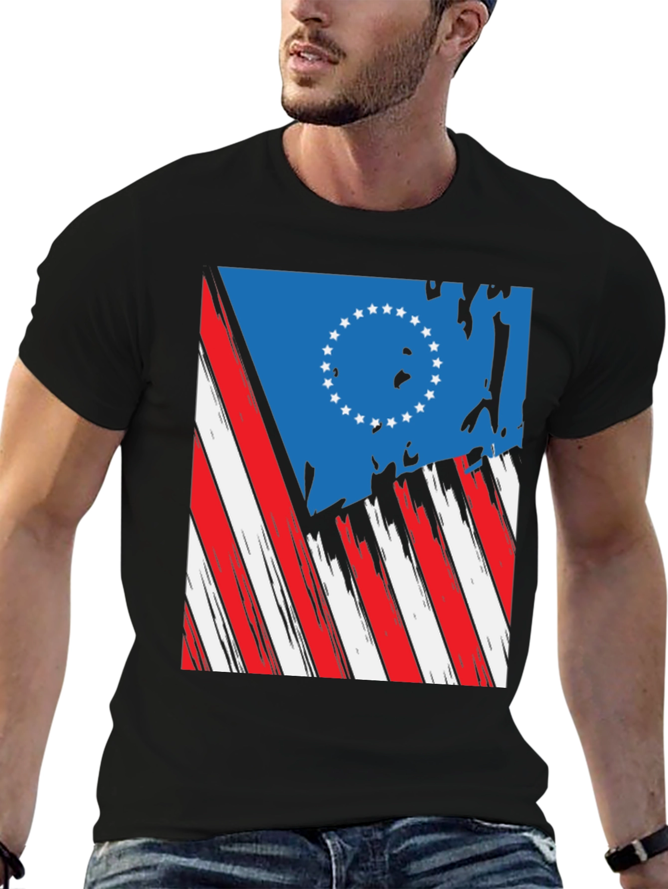 Retro USA Flag Graphic Tee - Patriotic Style