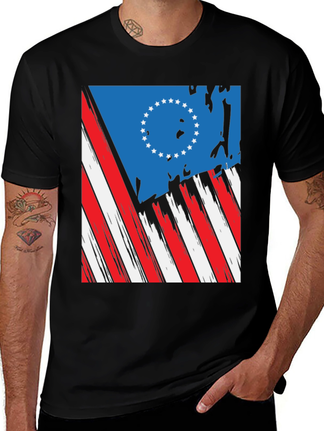 Retro USA Flag Graphic Tee - Patriotic Style