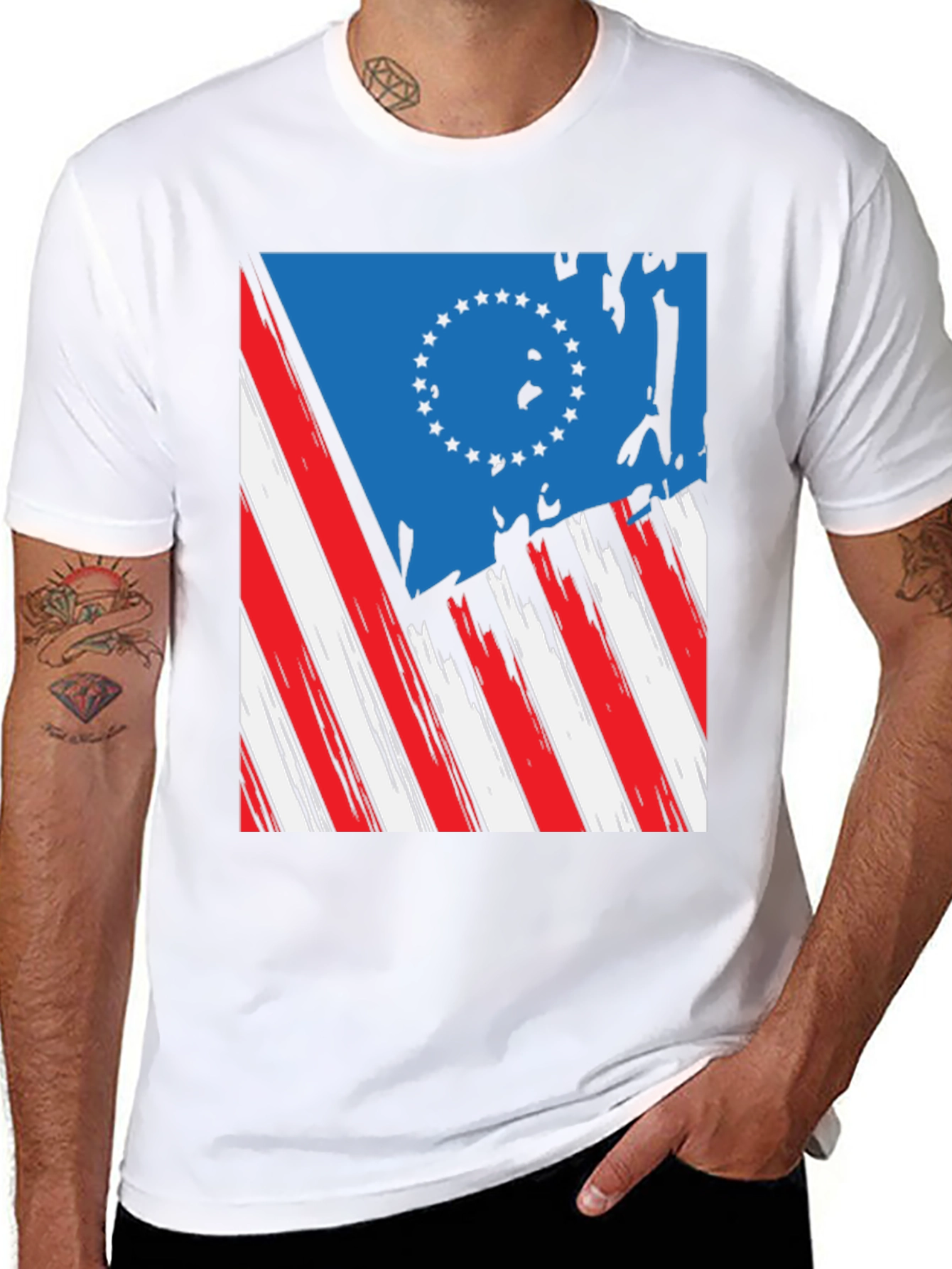 Retro USA Flag Graphic Tee - Patriotic Style