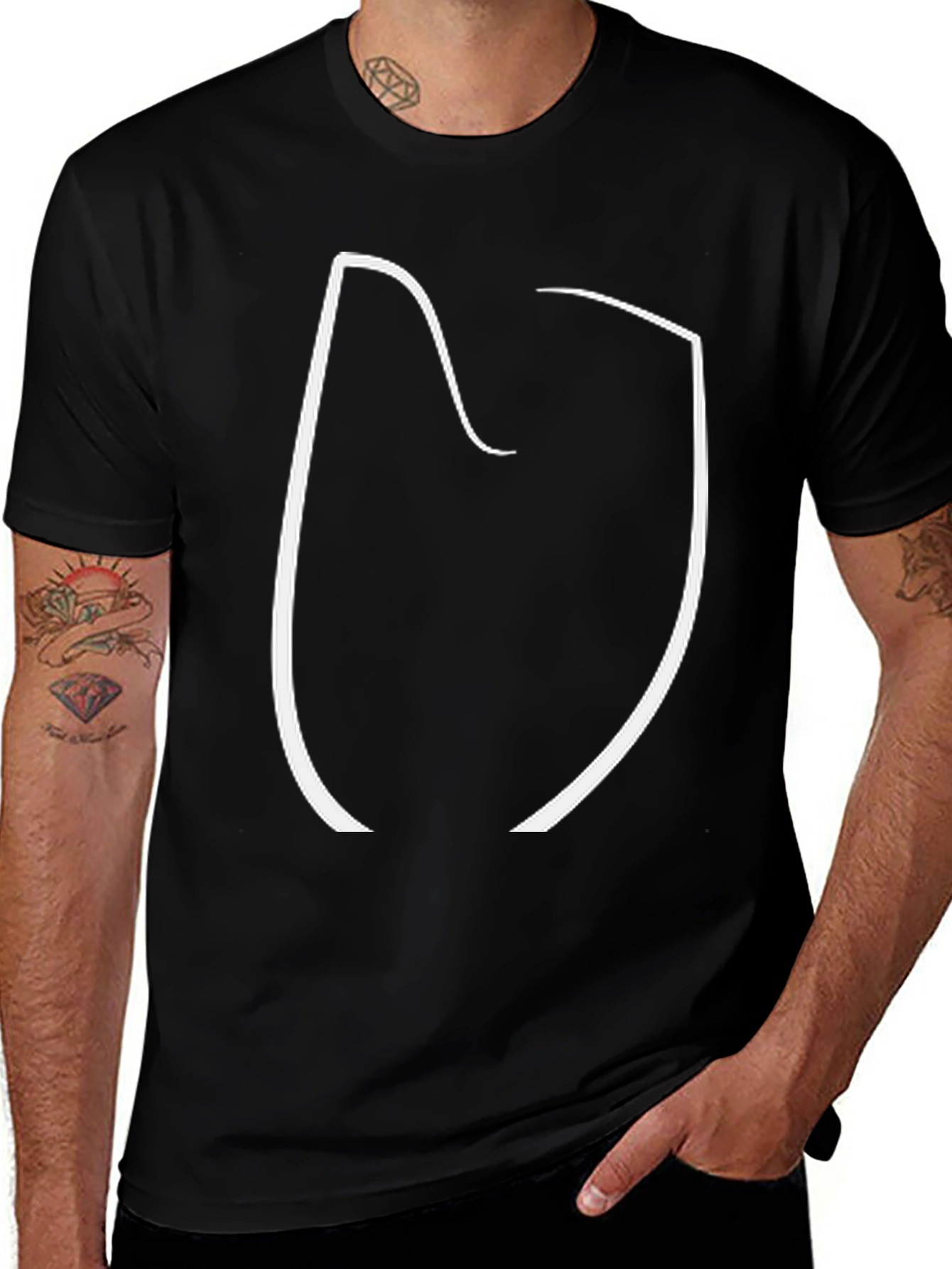 Minimalist Abstract Graphic Black T-Shirt