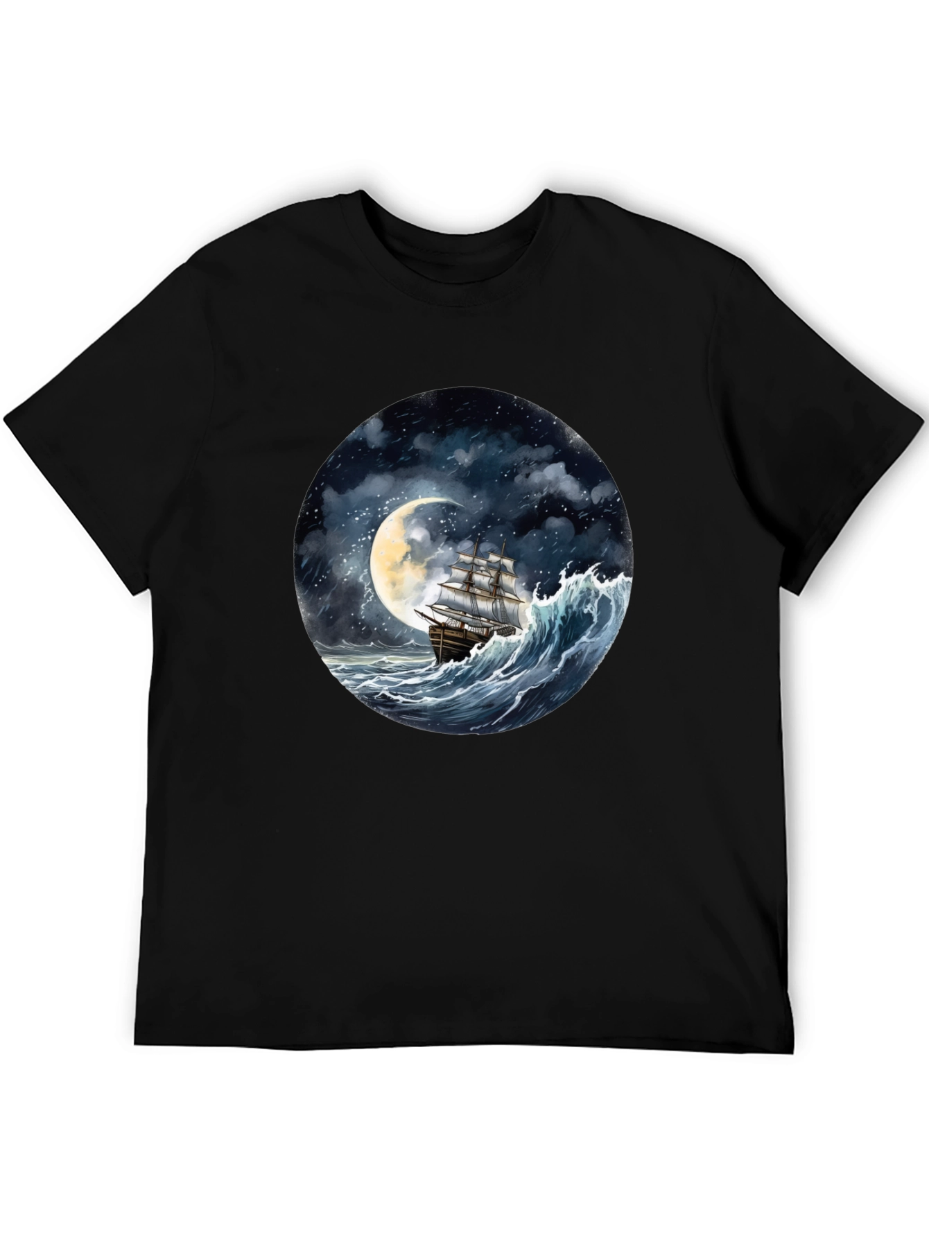 Nautical Moonlit Ship Graphic Tee