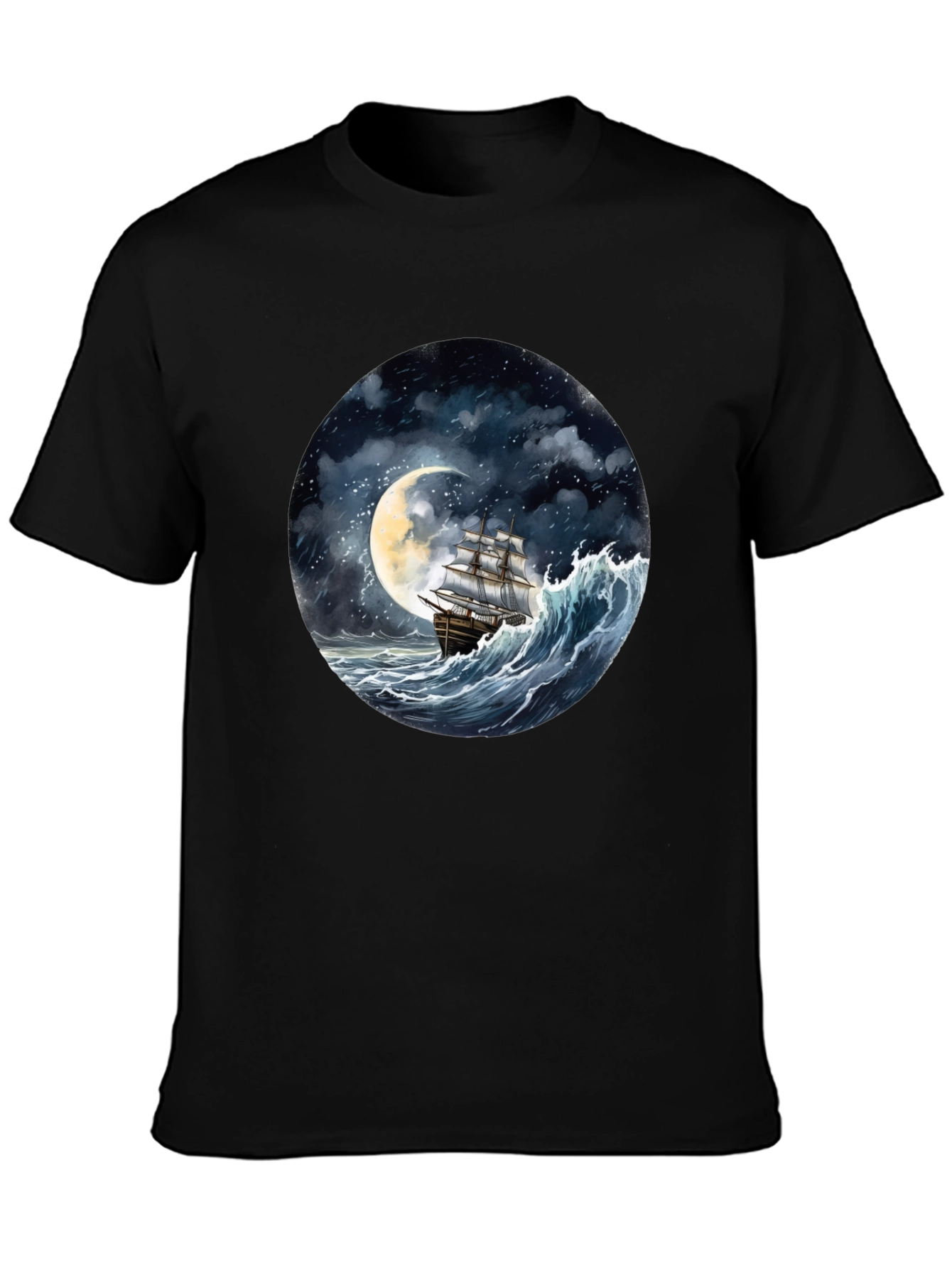 Nautical Moonlit Ship Graphic Tee