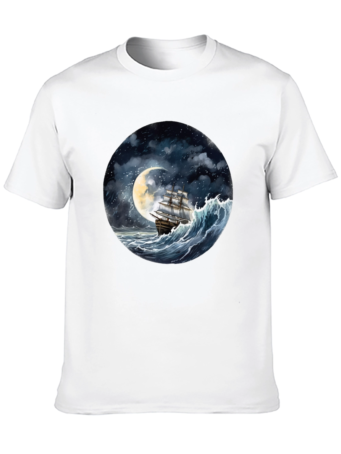 Nautical Moonlit Ship Graphic Tee