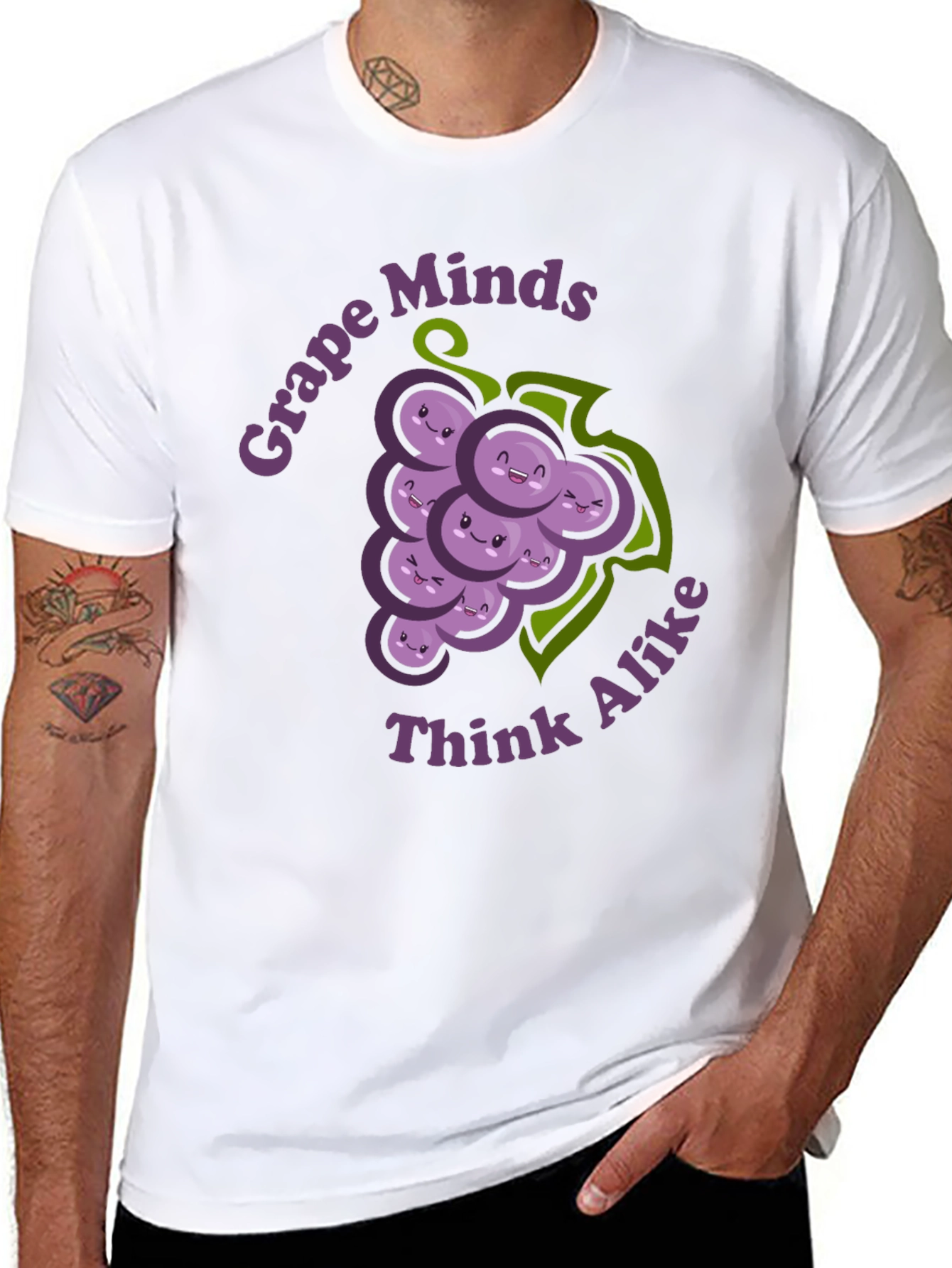 Grape Minds Think Alike Funny Graphic T-Shirt