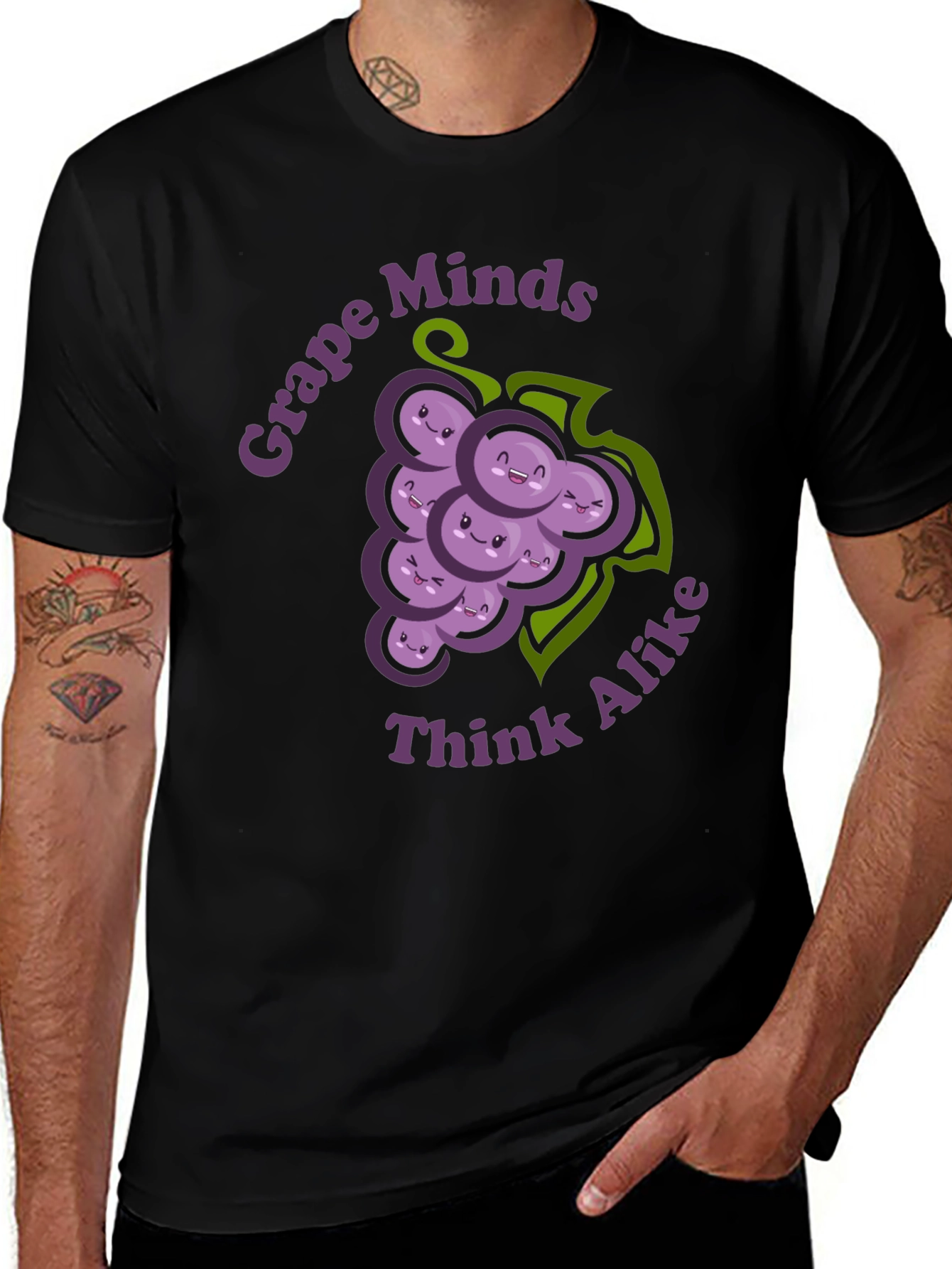 Grape Minds Think Alike Funny Graphic T-Shirt