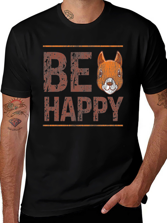 Be Happy Squirrel Graphic T-Shirt