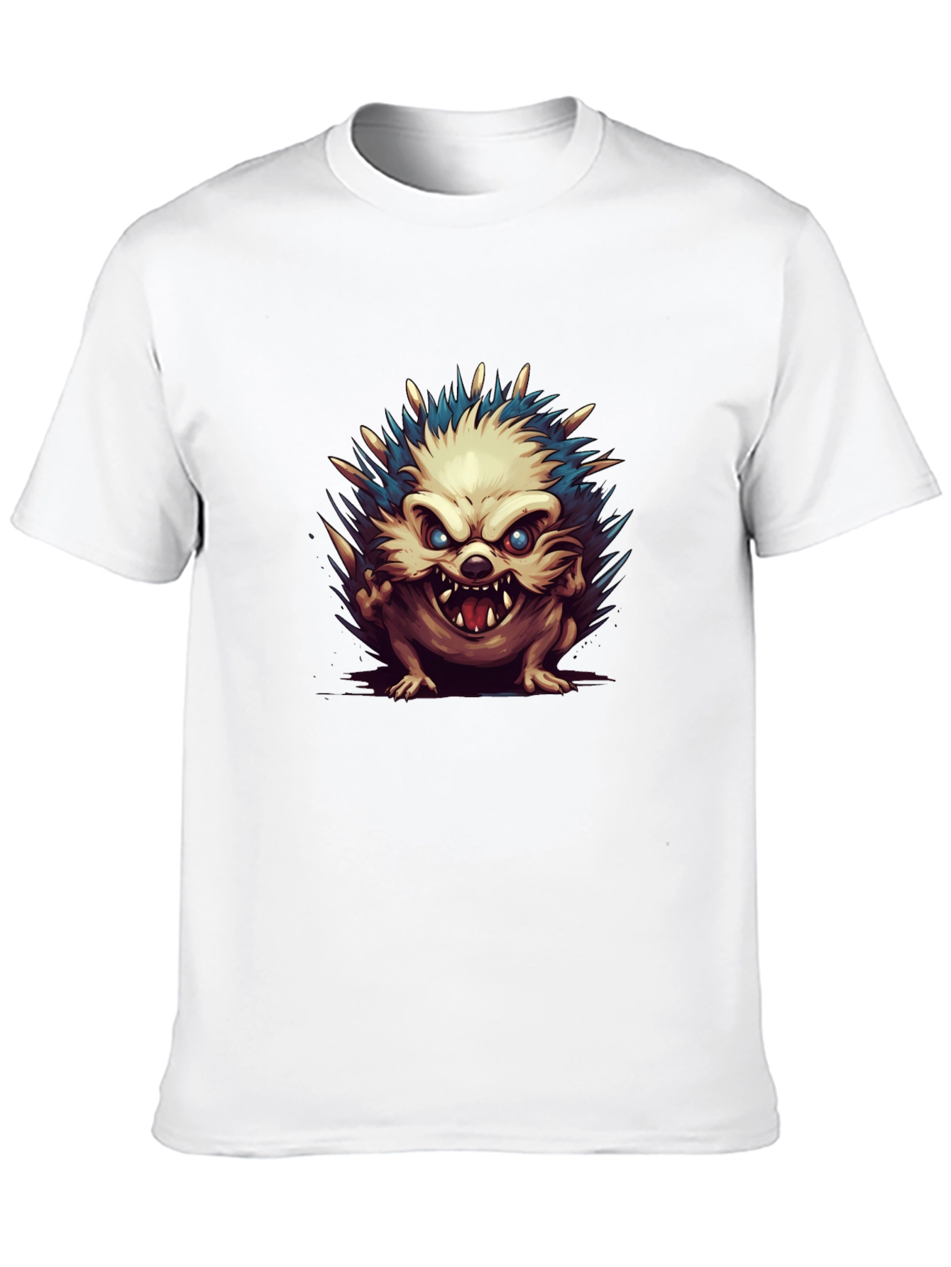 Mens Black T-Shirt with Hedgehog Graphic