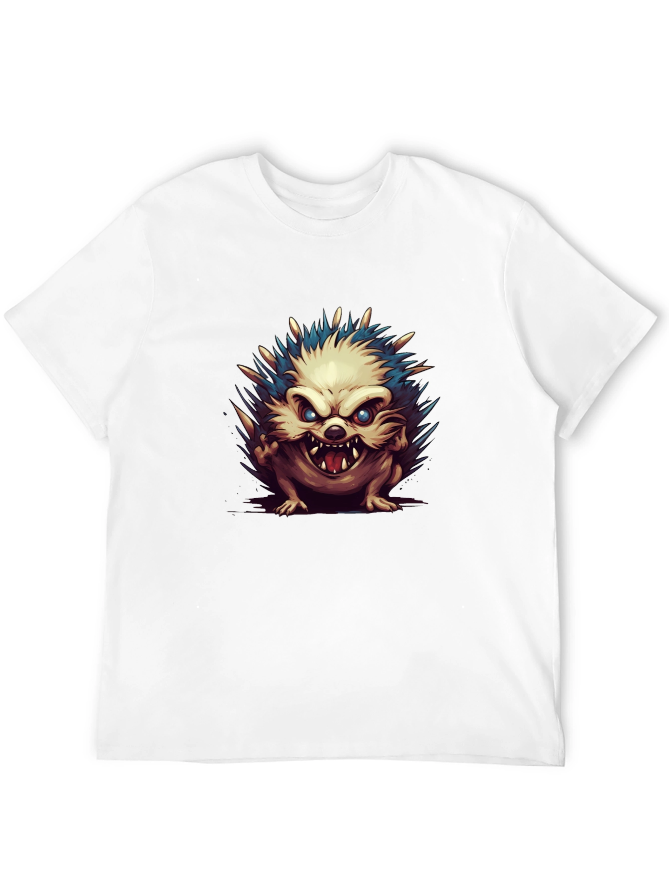 Mens Black T-Shirt with Hedgehog Graphic