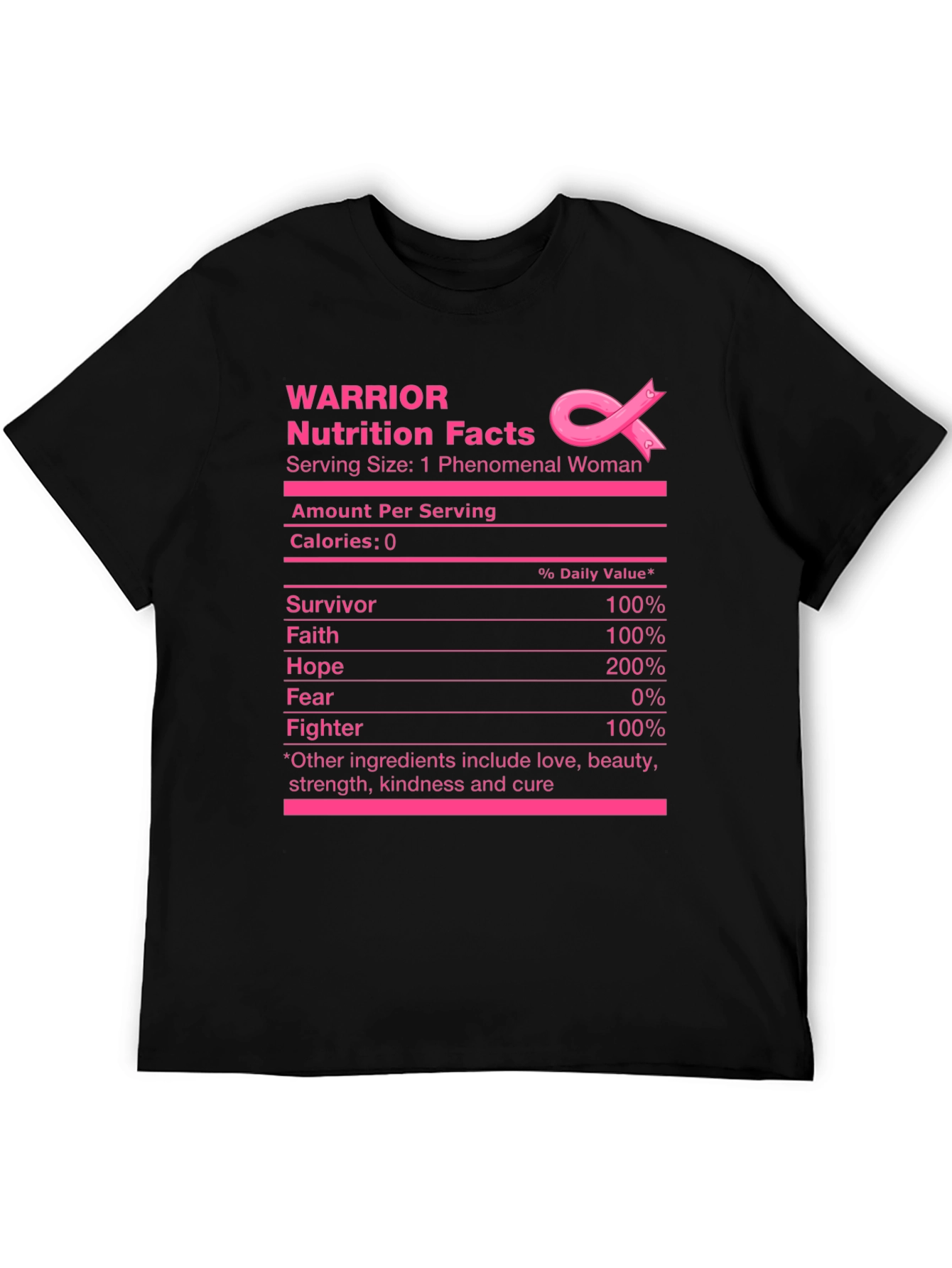 Warrior Nutrition Facts Breast Cancer Awareness T-Shirt