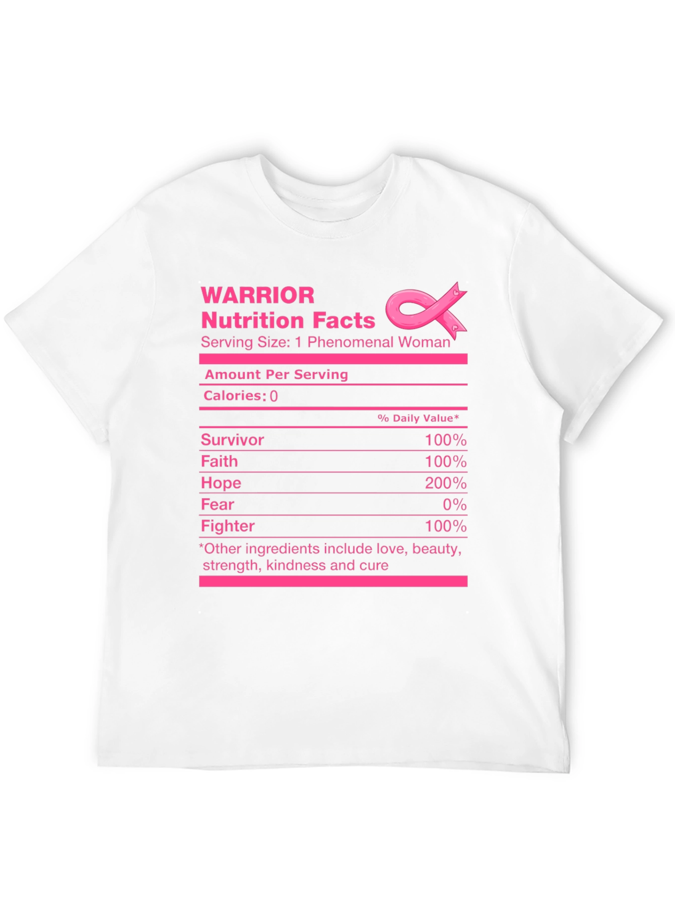 Warrior Nutrition Facts Breast Cancer Awareness T-Shirt