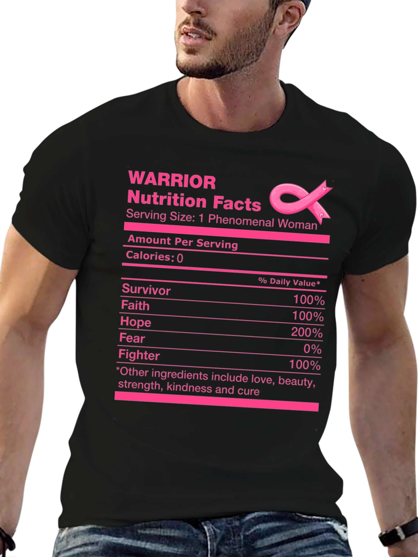 Warrior Nutrition Facts Breast Cancer Awareness T-Shirt