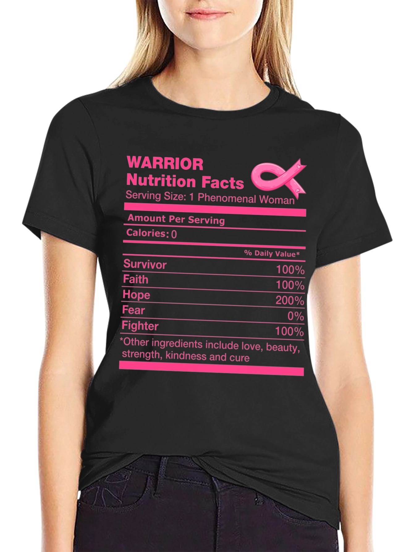 Warrior Nutrition Facts Breast Cancer Awareness T-Shirt