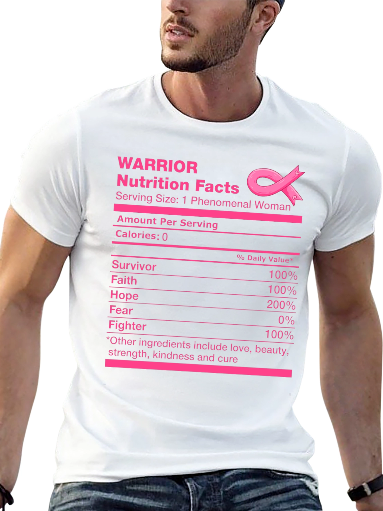 Warrior Nutrition Facts Breast Cancer Awareness T-Shirt