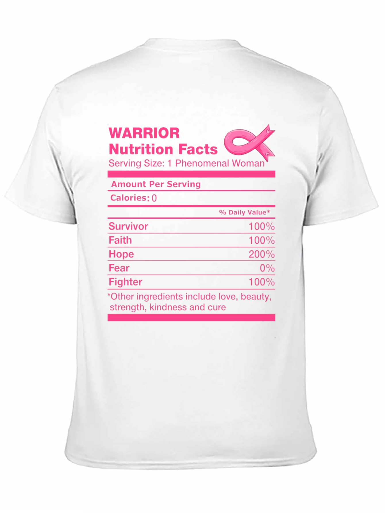 Warrior Nutrition Facts Breast Cancer Awareness T-Shirt