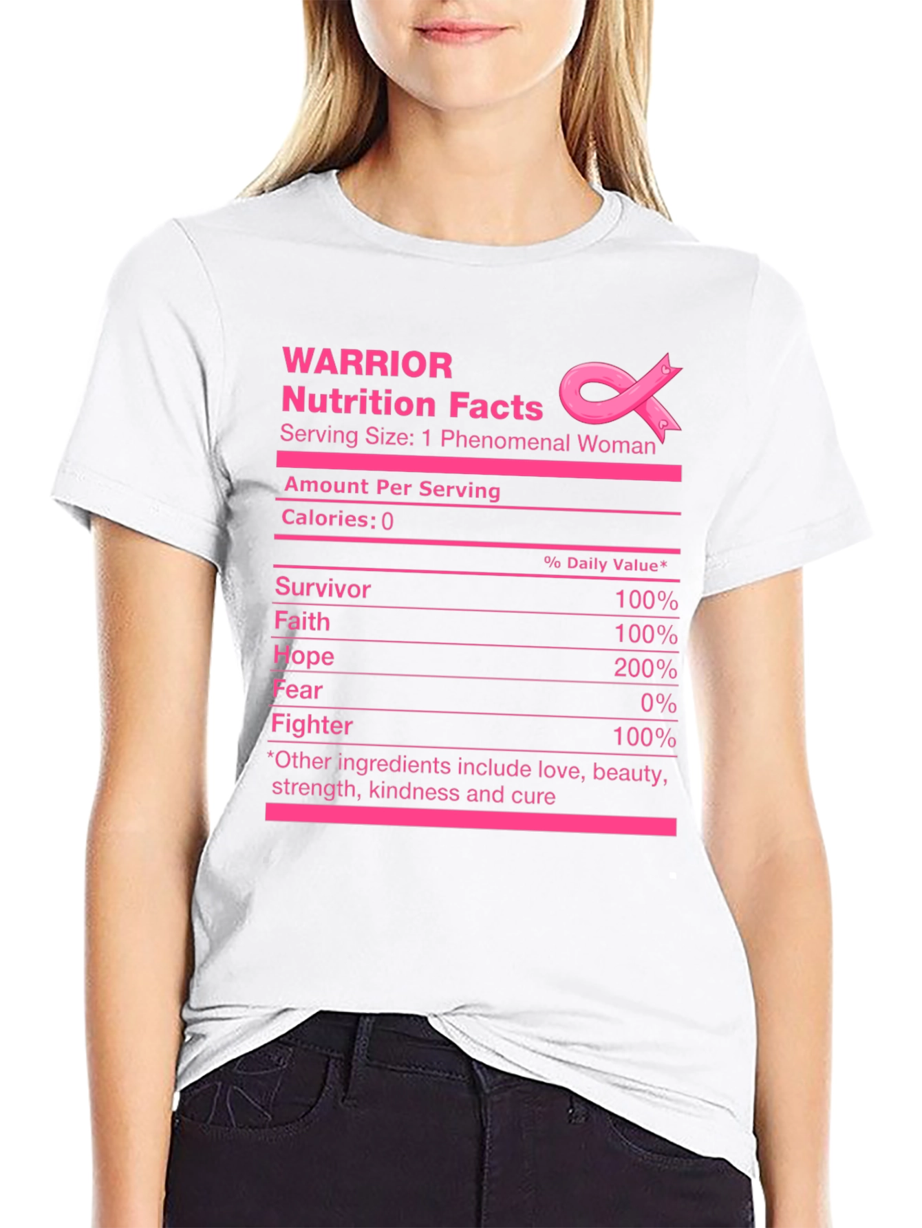 Warrior Nutrition Facts Breast Cancer Awareness T-Shirt