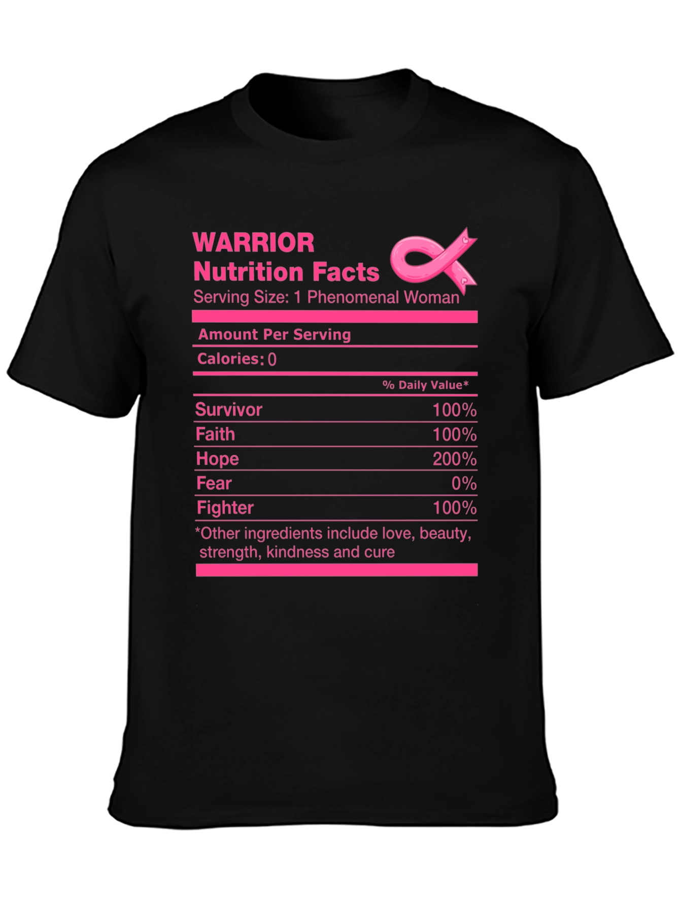 Warrior Nutrition Facts Breast Cancer Awareness T-Shirt