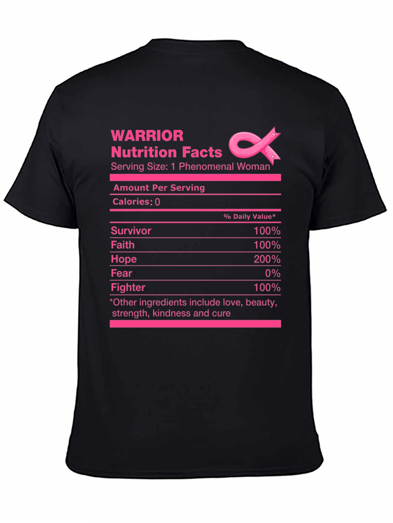 Warrior Nutrition Facts Breast Cancer Awareness T-Shirt