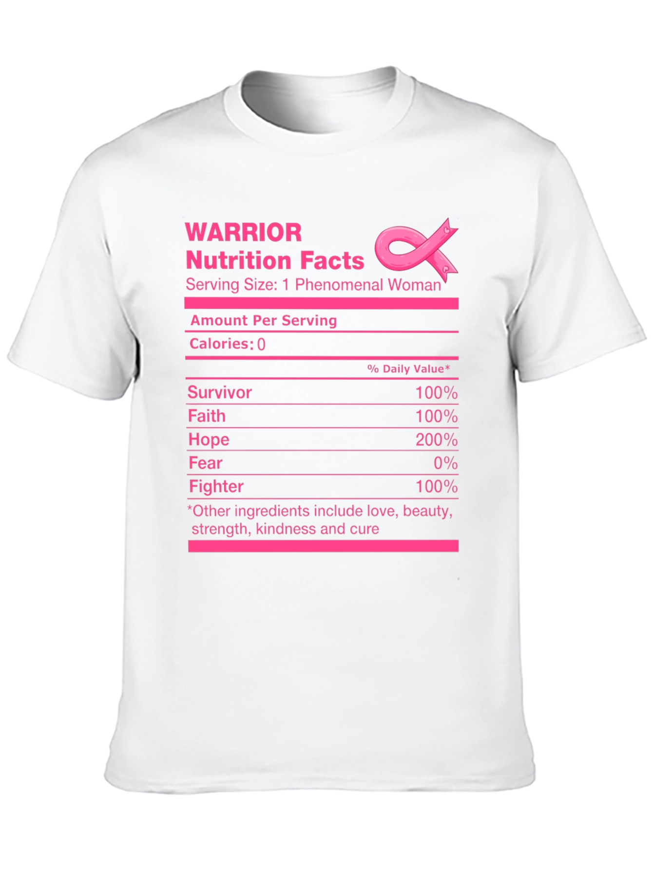 Warrior Nutrition Facts Breast Cancer Awareness T-Shirt