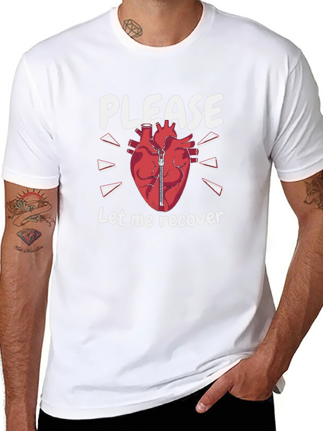 Please Let Me Recover Heart Zipper T-Shirt