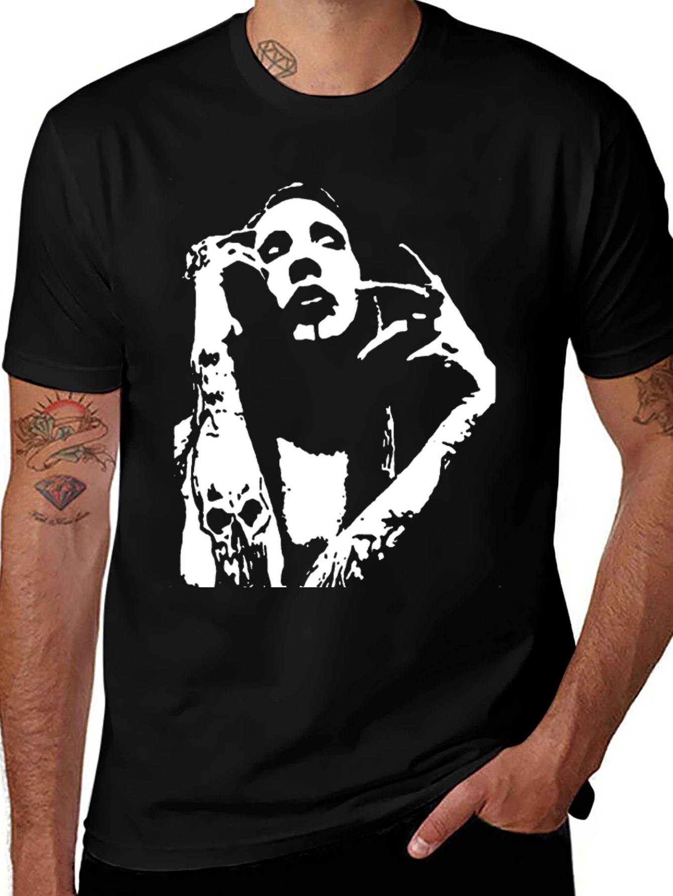 Marilyn Manson Graphic Print Black T-Shirt