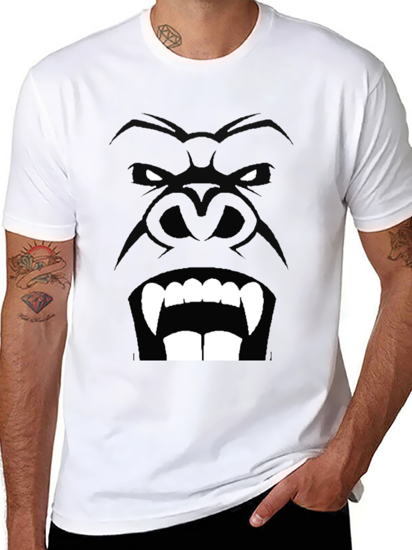 Gorilla Face Graphic Black T-Shirt