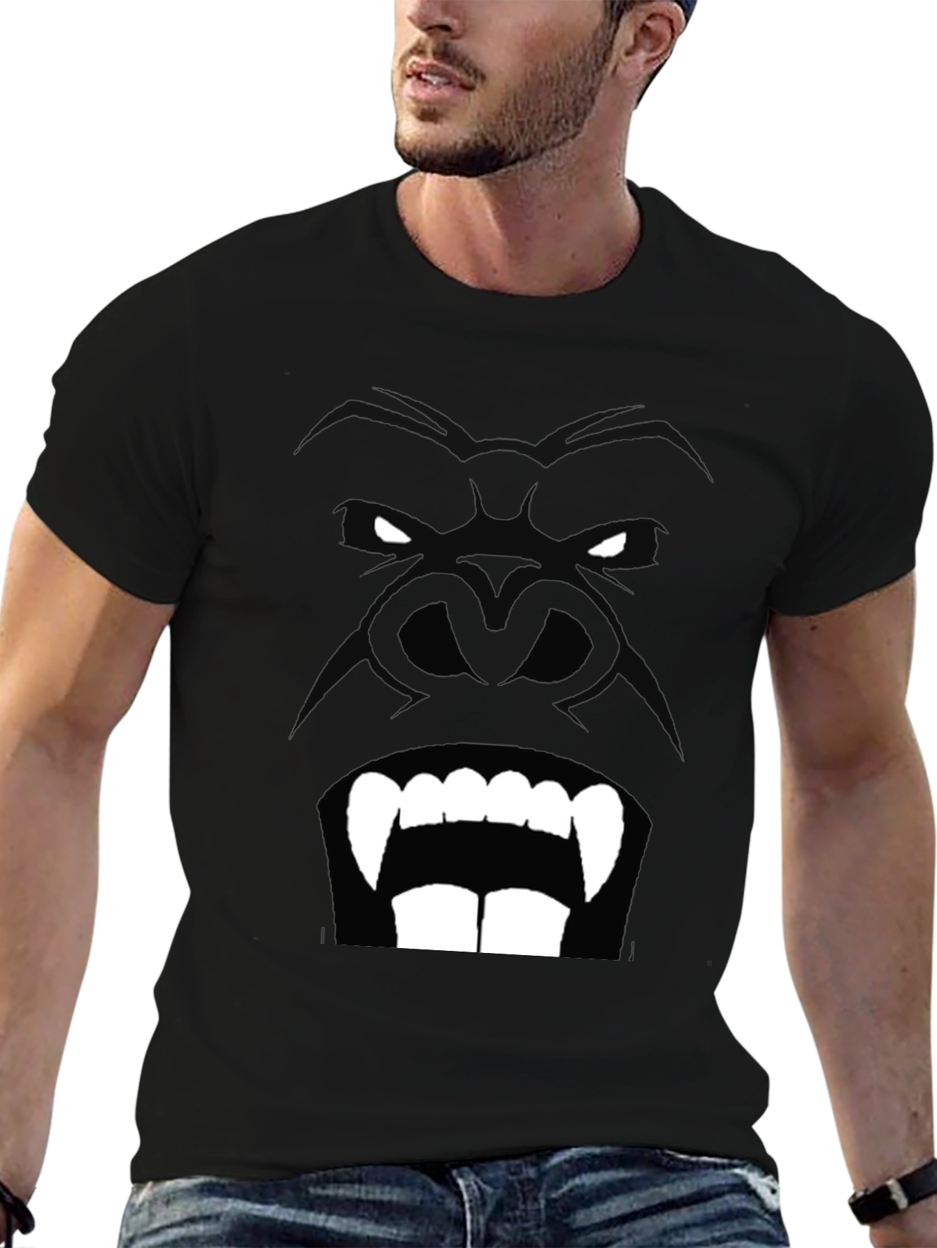 Gorilla Face Graphic Black T-Shirt